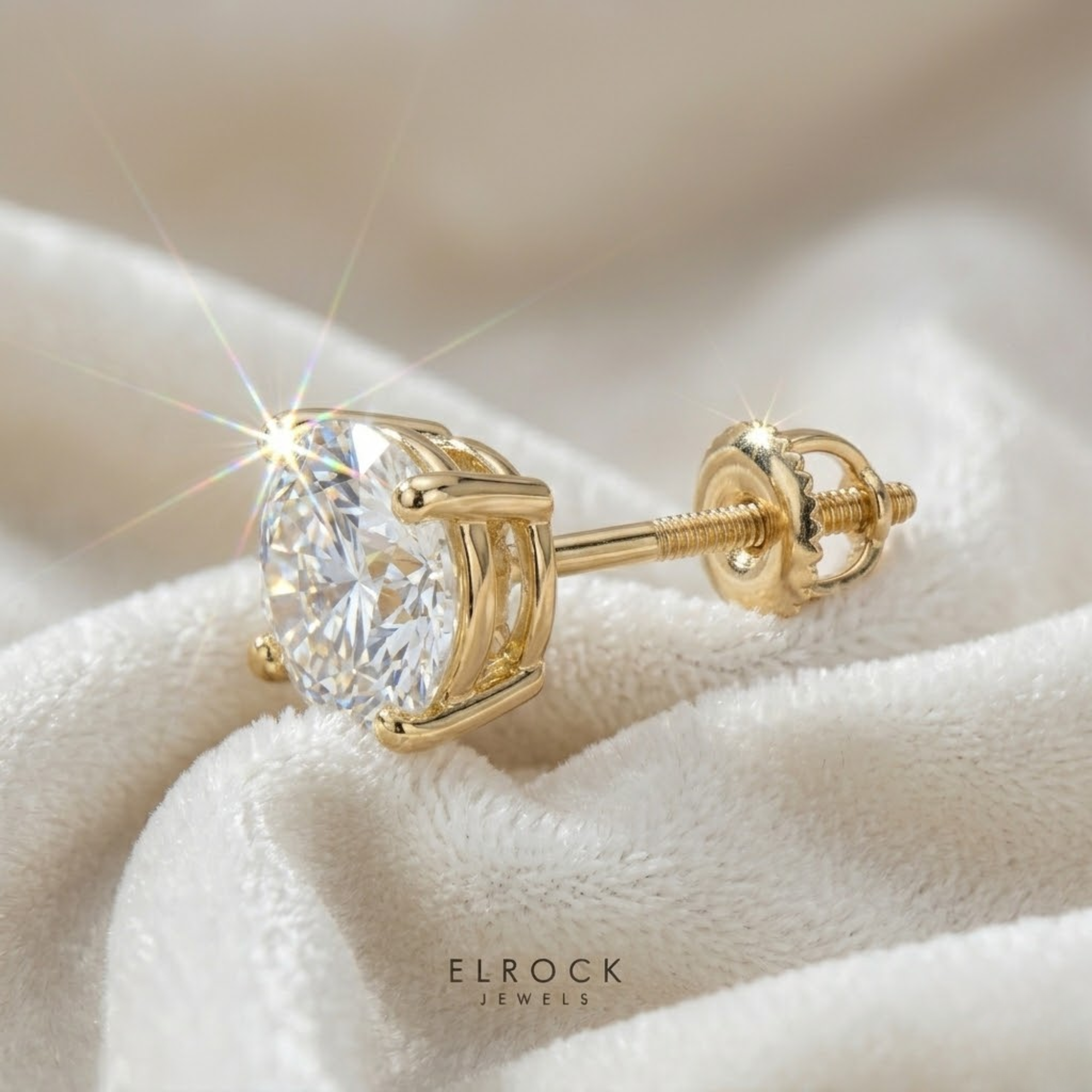 14K White Gold Men's Stud Lab Diamond Earrings Studs for Men