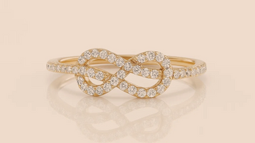 Infinity Love Knot Ring, 14K Solid Gold 0.24 ctw Dainty Unique Diamond Statement Ring