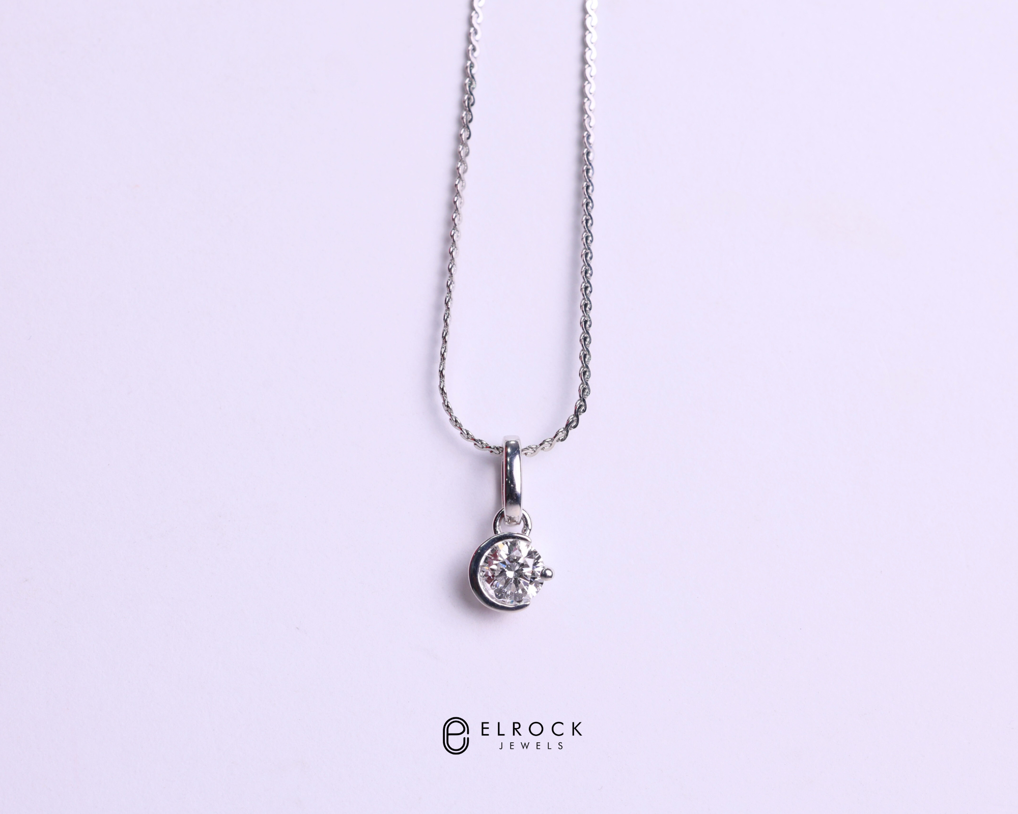 14K Gold Solitaire Channel moon magic Necklace