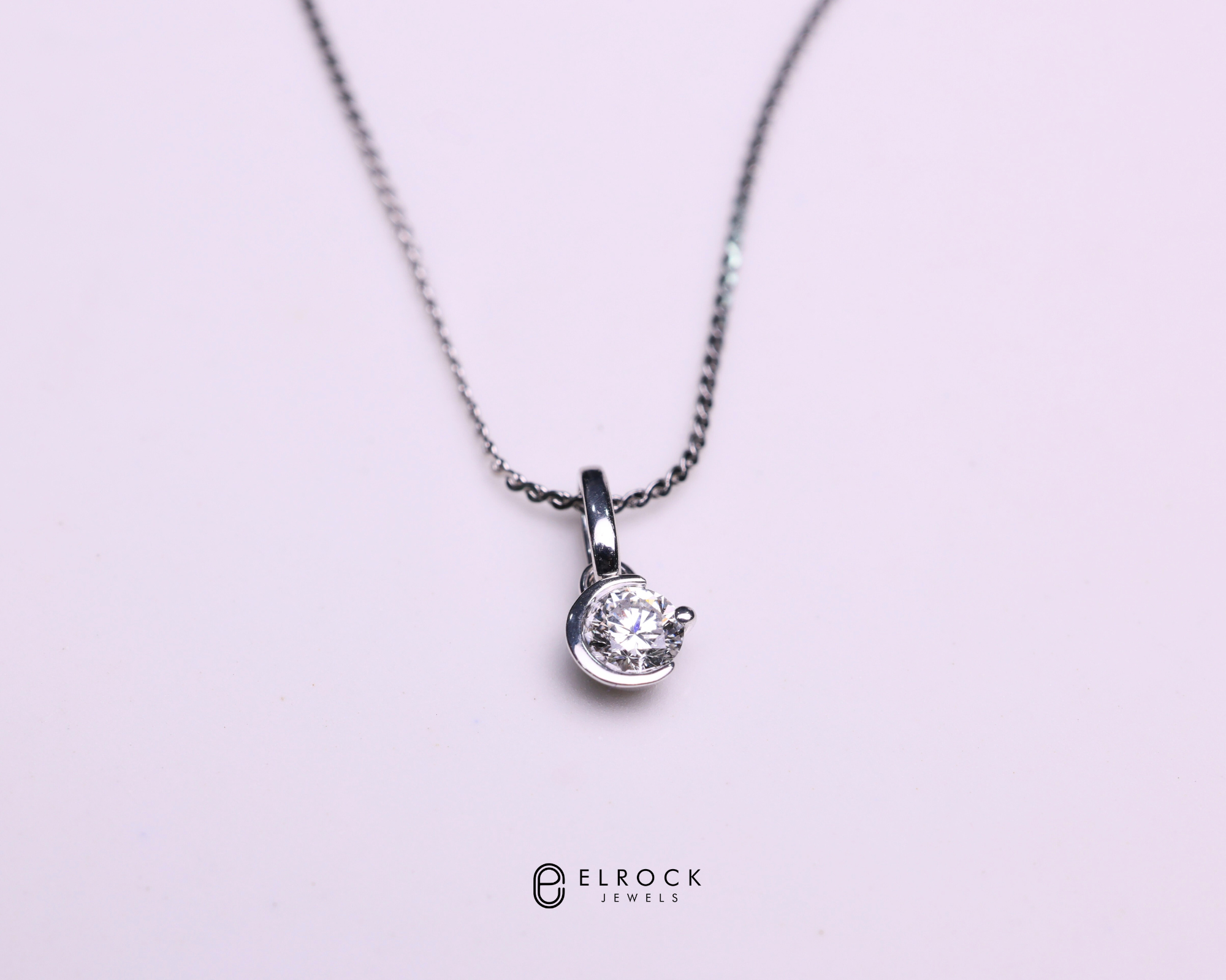 14K Gold Solitaire Channel moon magic Necklace
