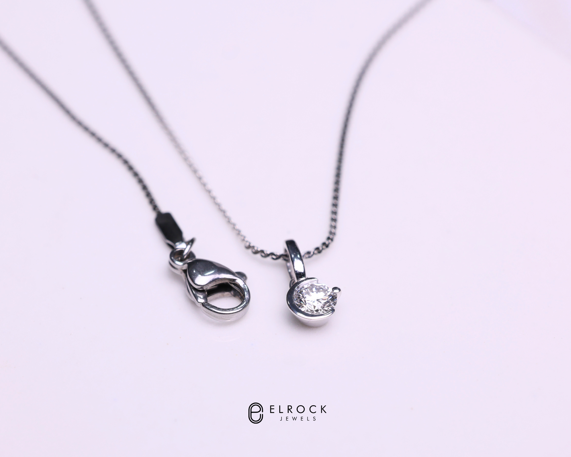 14K Gold Solitaire Channel moon magic Necklace