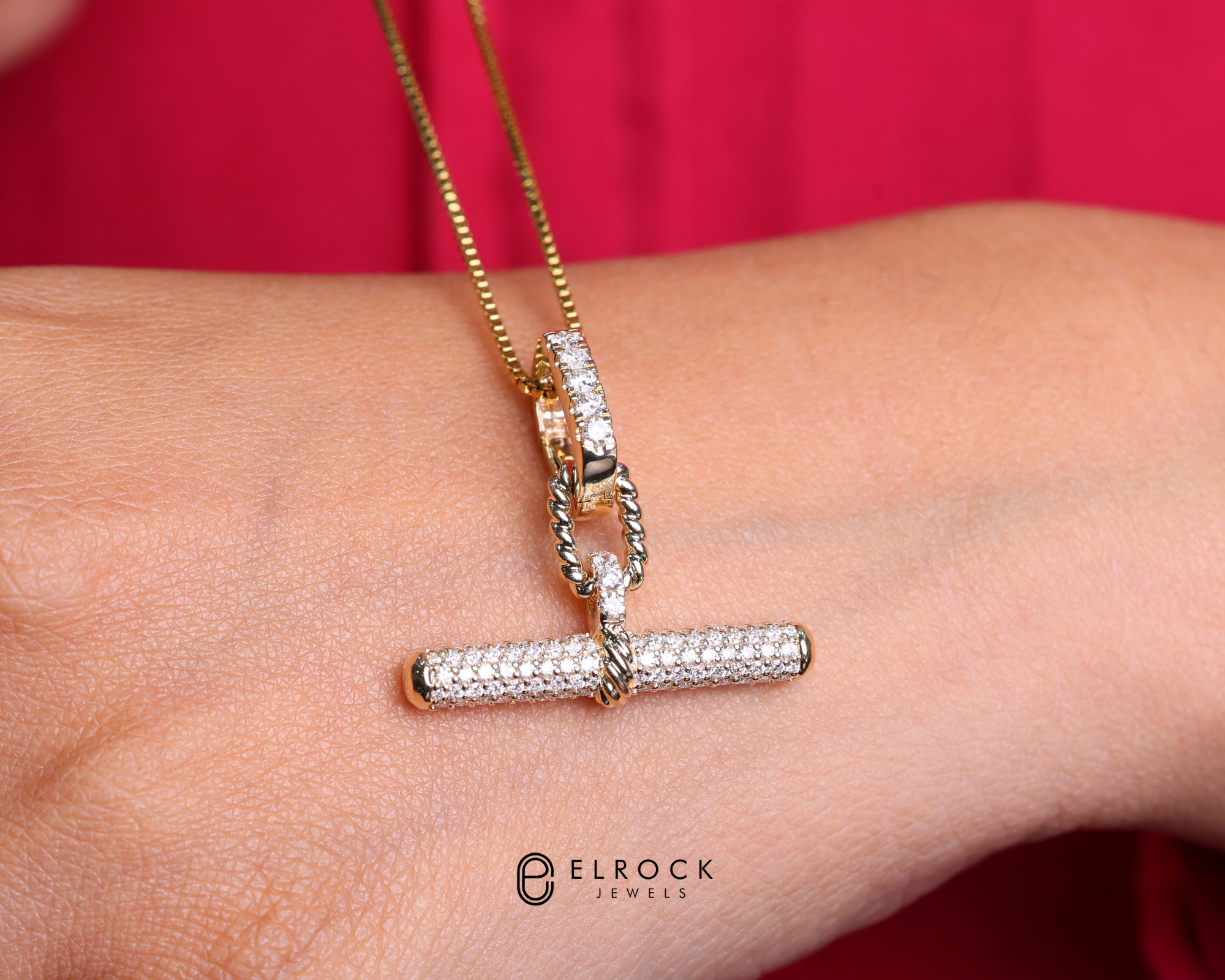 14K Gold Dainty Diamond Pave Pendant