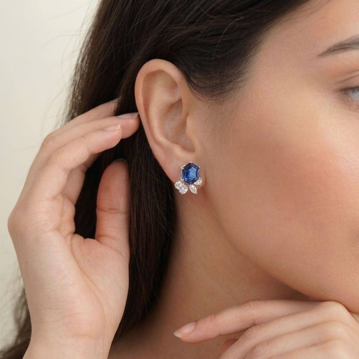 Birthstone Blue Sapphire Solitaire Stud Earrings