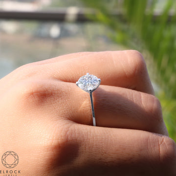 Round Diamond Ring, Round Diamond Solitaire Ring, Lab Grown Round Engagement Ring