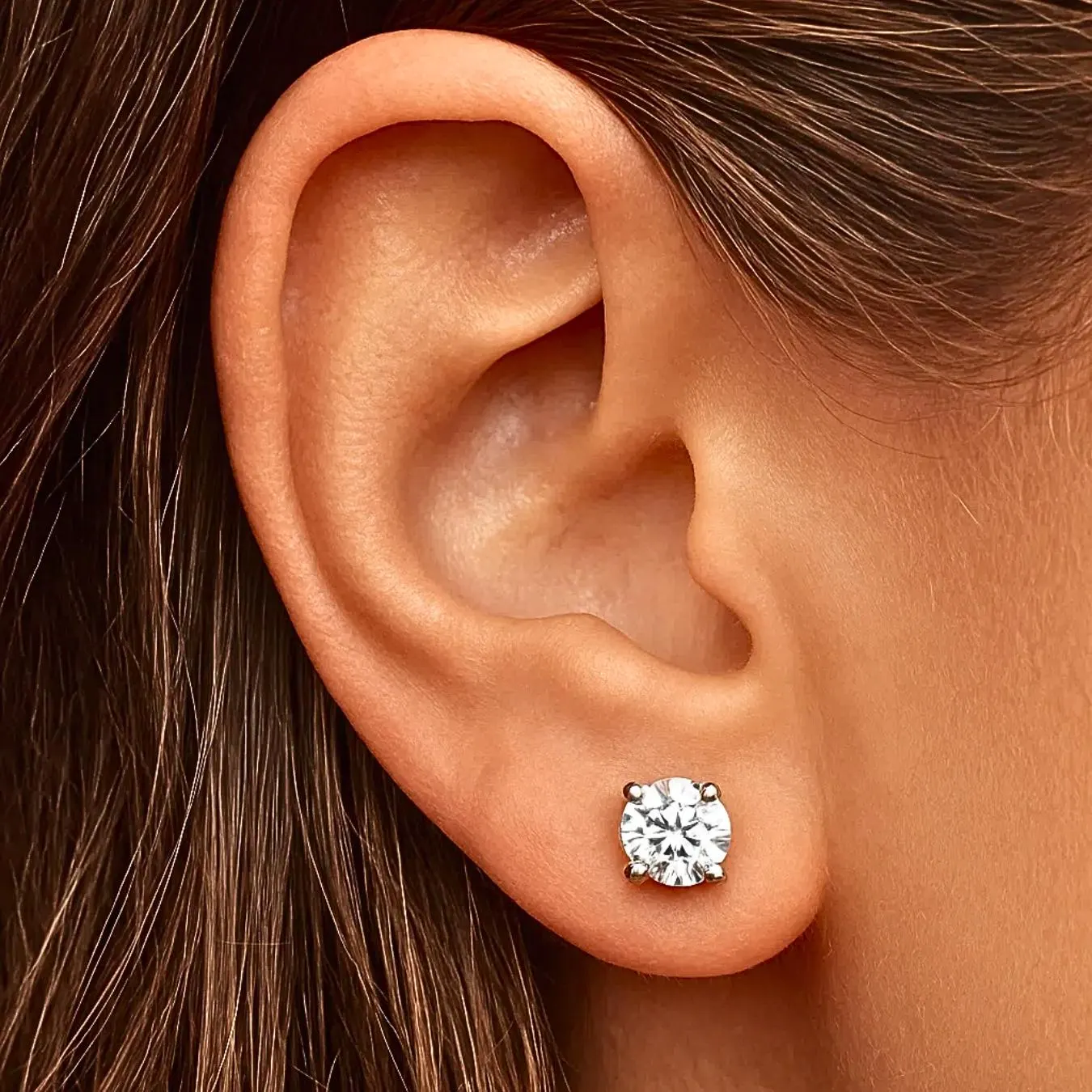 Gold Diamond Stud Earrings