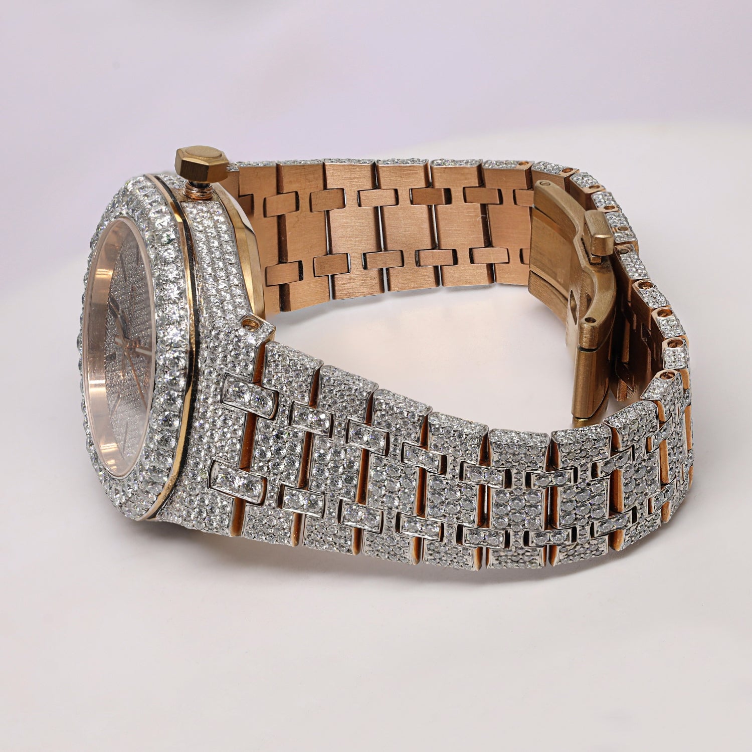 Fully Iced Out Moissnaite Two Tone Luxury Watch For Men