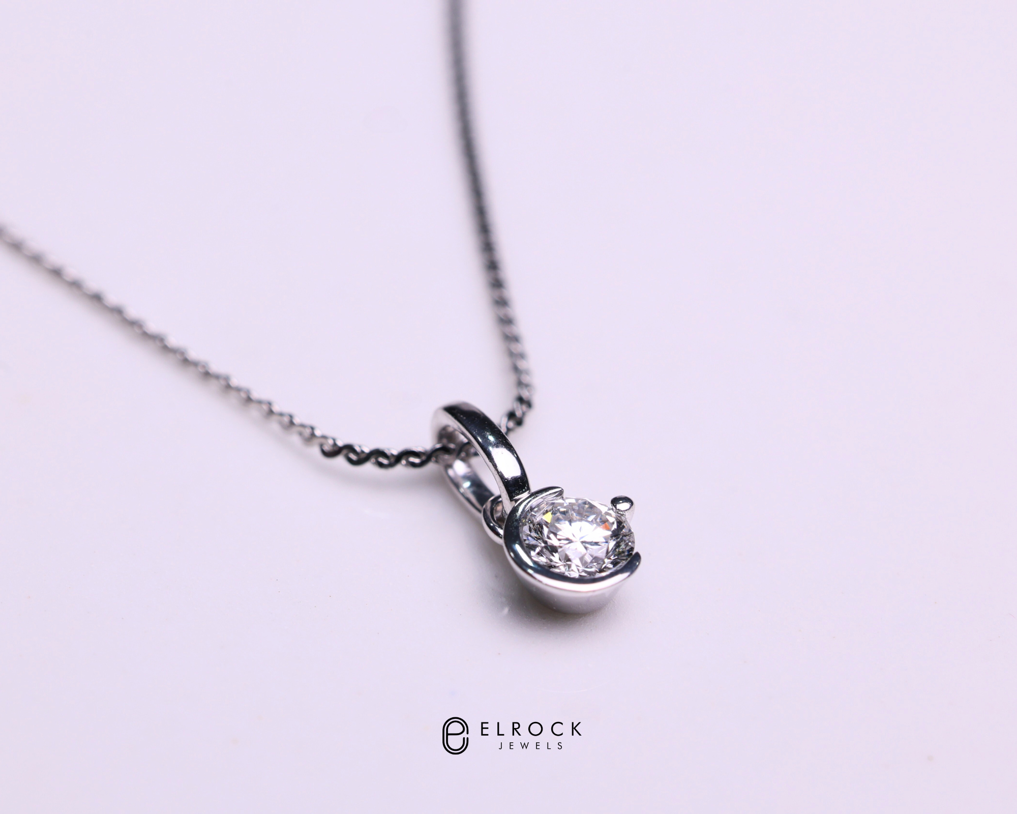 14K Gold Solitaire Channel moon magic Necklace