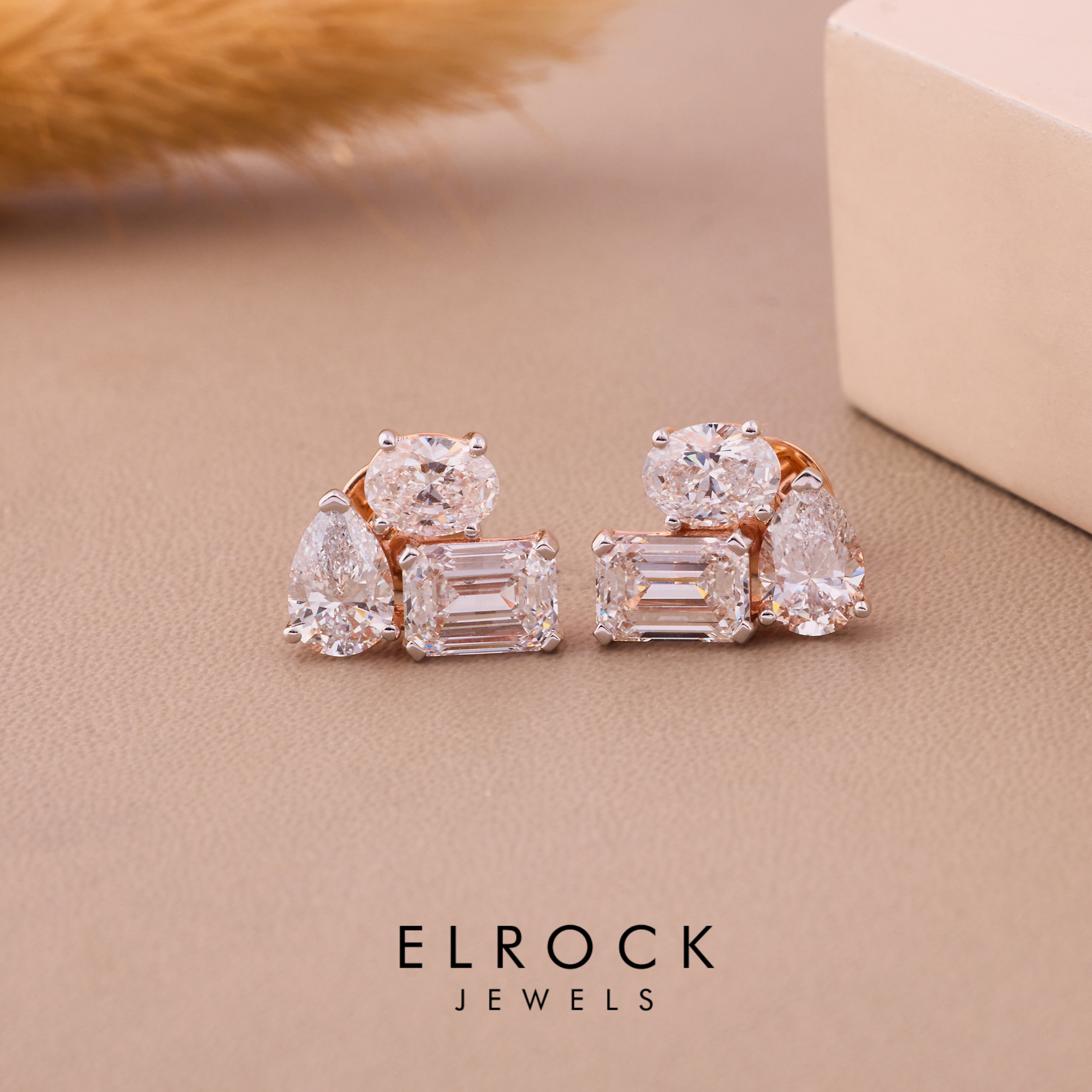 Three Stone Stud Earring