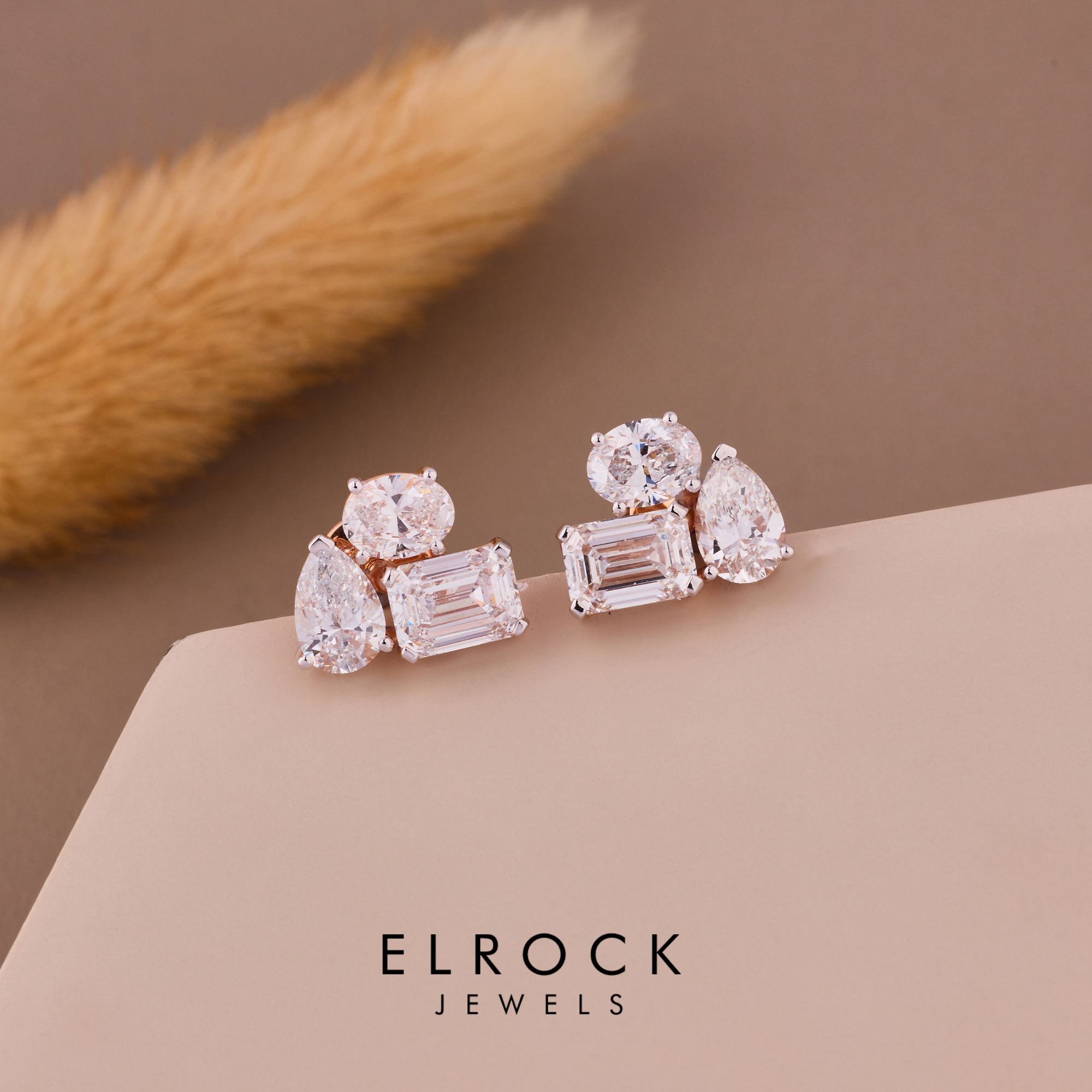 Three Stone Stud Earring