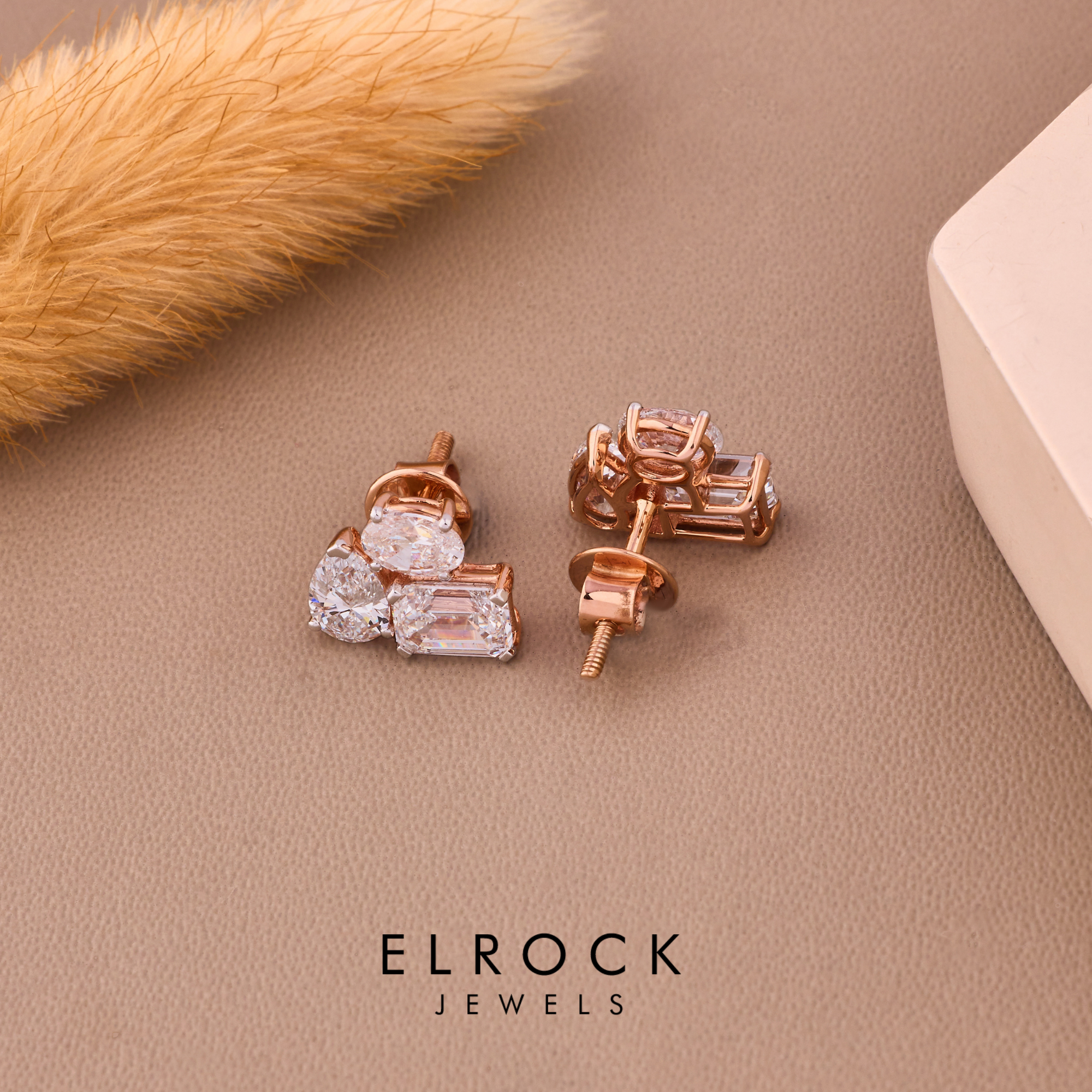 Three Stone Stud Earring