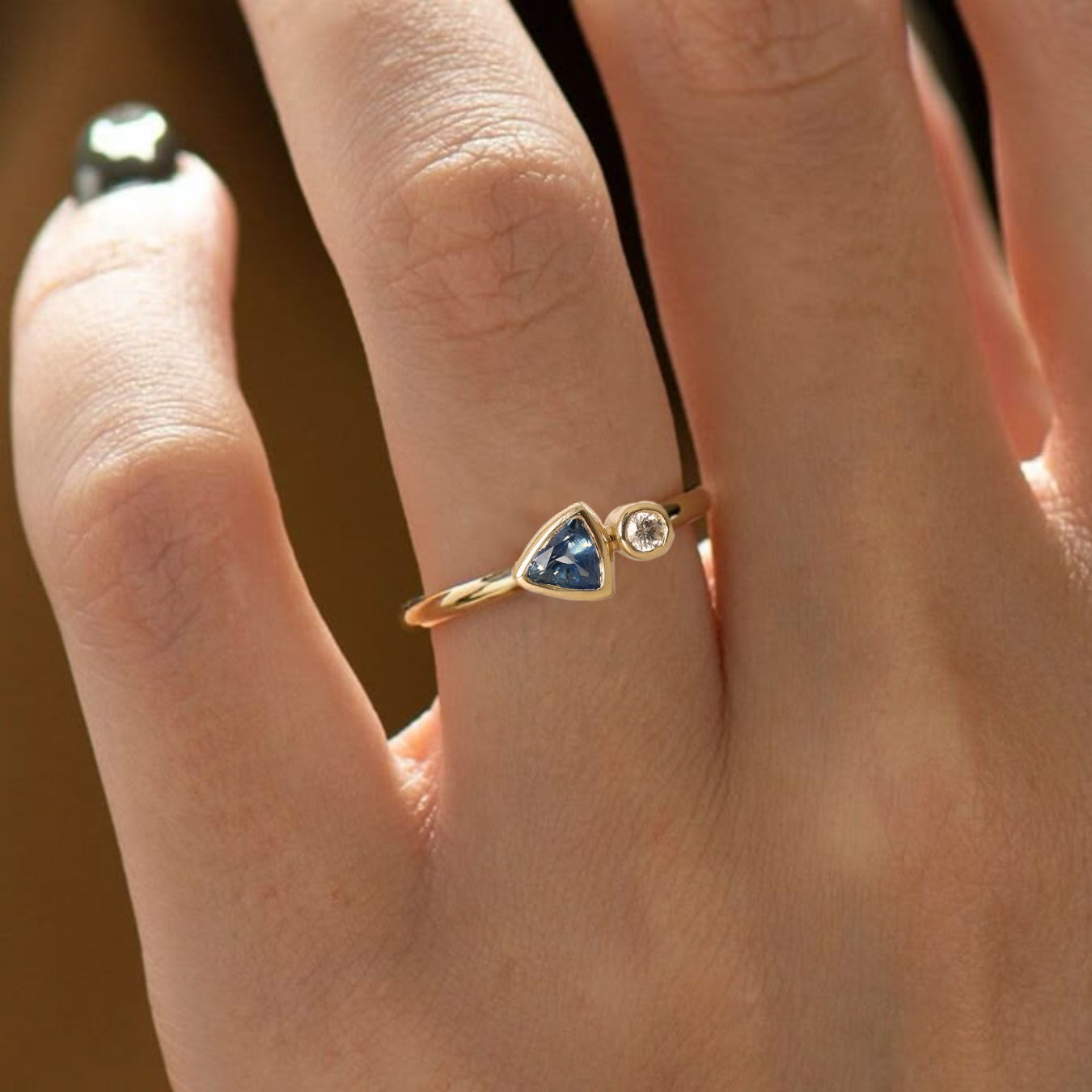 14K Gold Sapphire Engagement Ring | 0.12 CT Minimalist Solid Gold Sapphire Ring