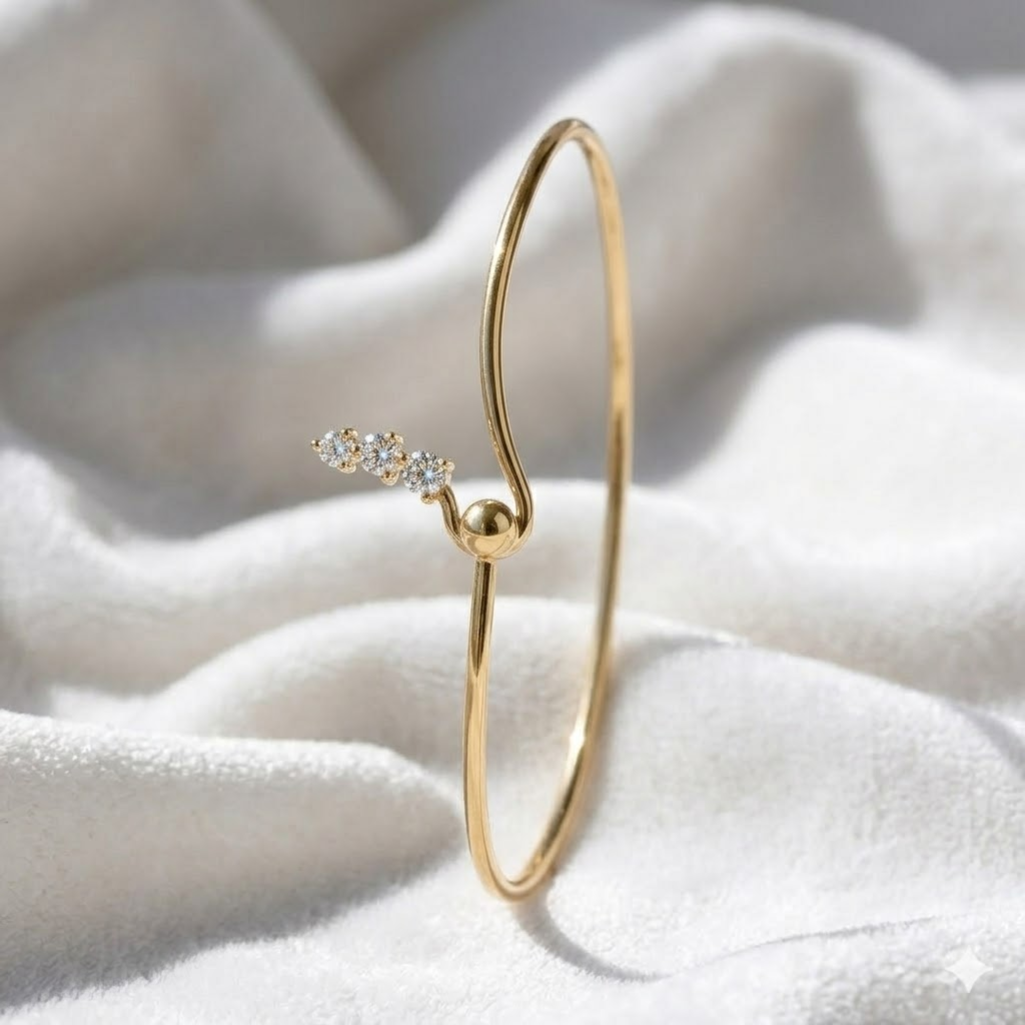 14K Gold Minimalist Pear Shape Solitaire Cuff Bracelet