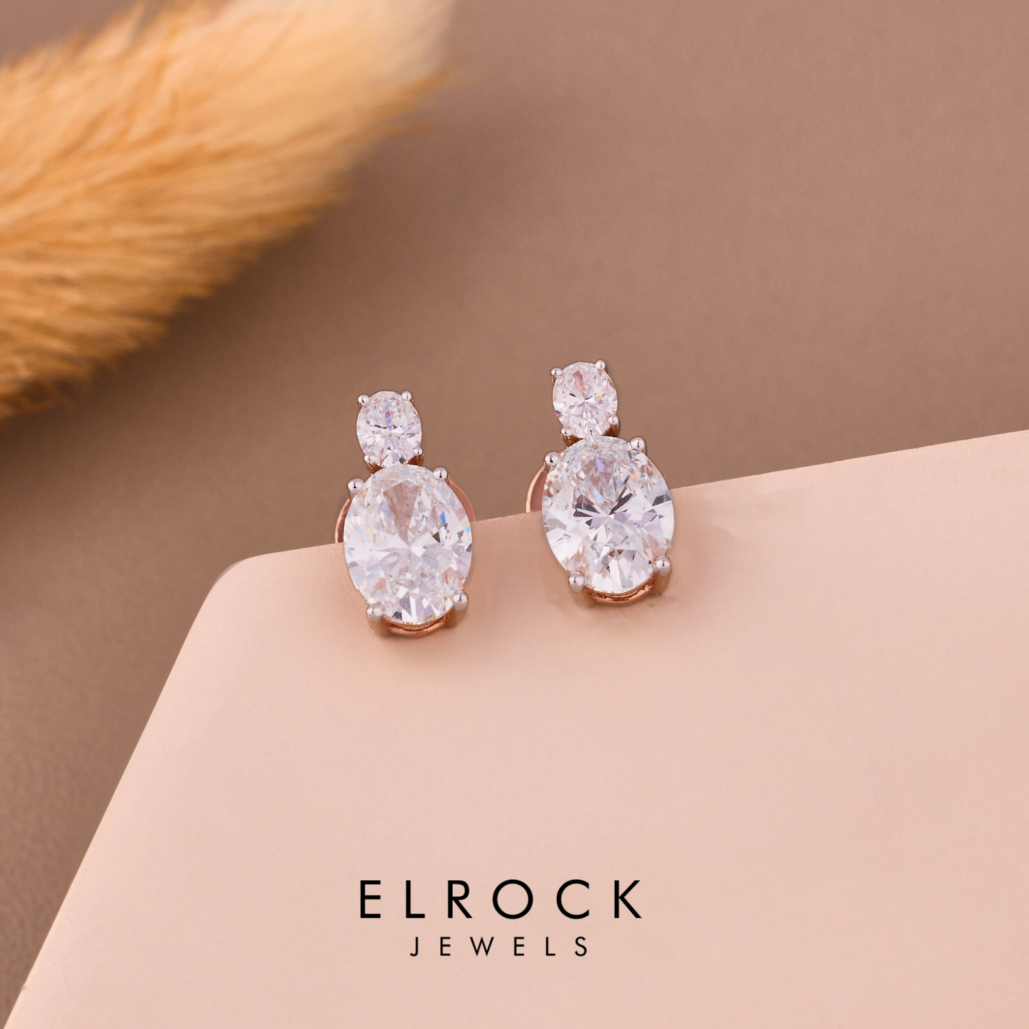 Double Oval Diamond Drop Earrings