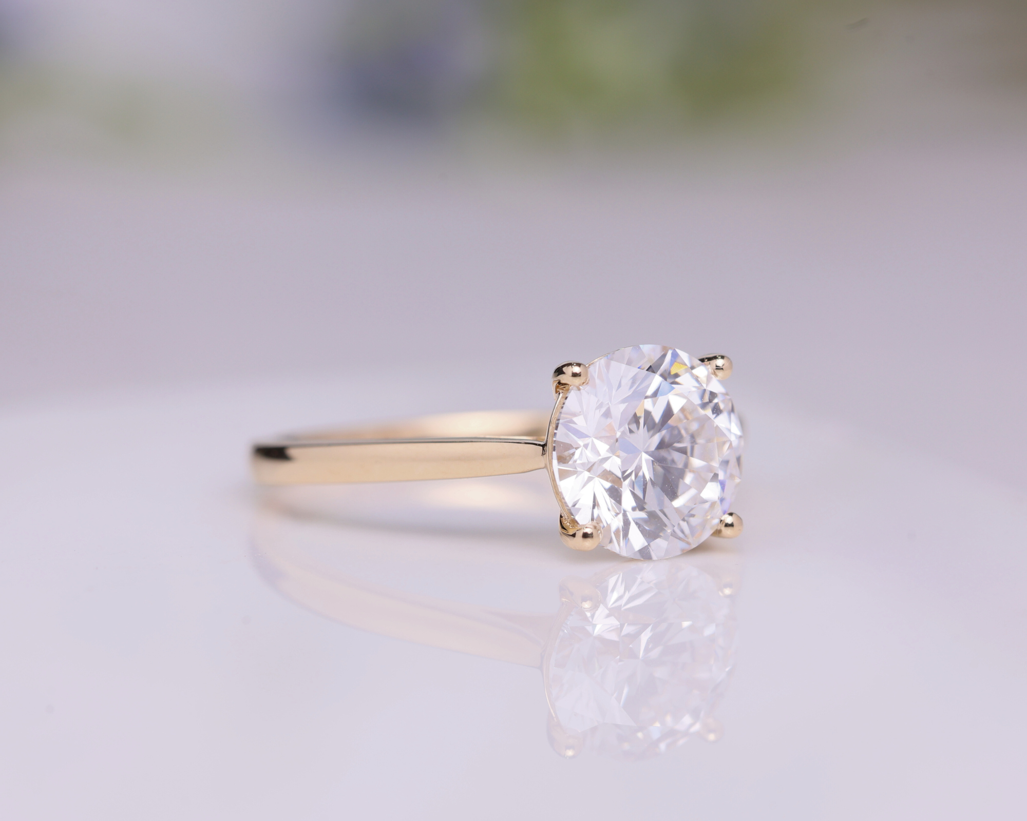 14K Solid Gold 2 CT Round Lab Grown Solitaire Diamond Engagement Ring