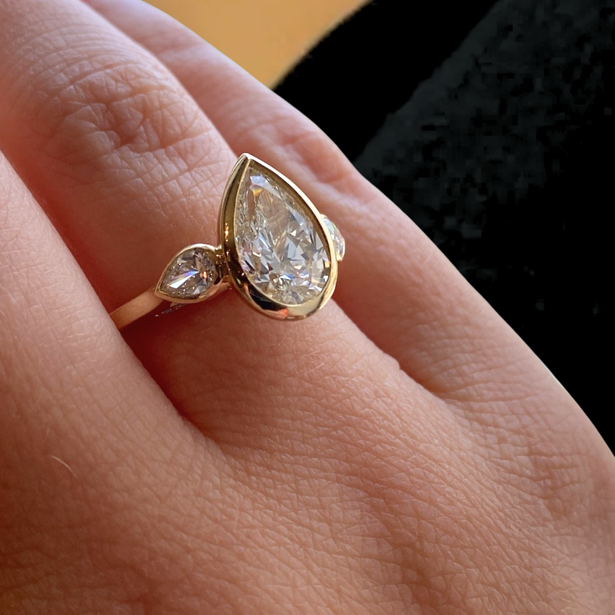 Bezel Set Three Stone Ring