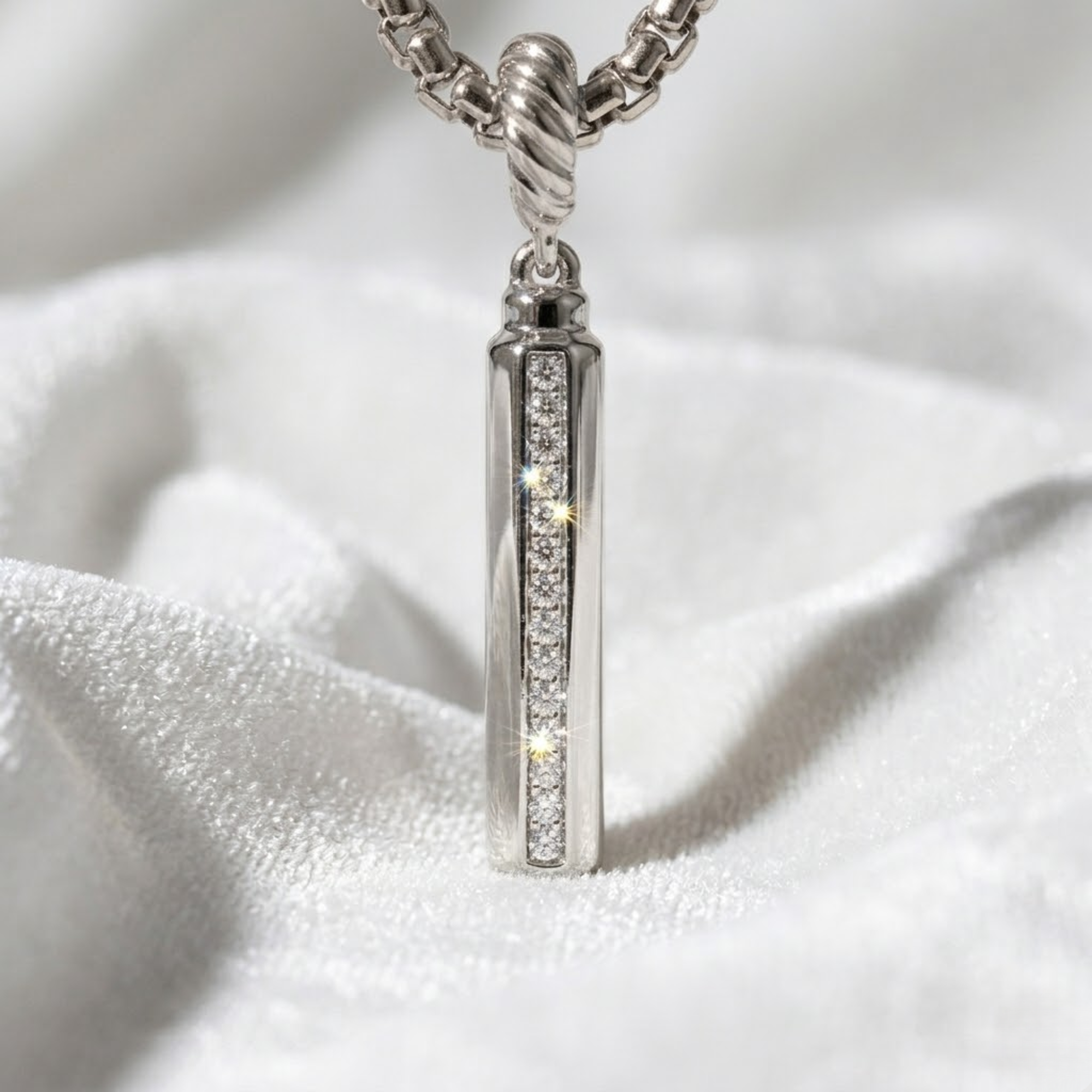 14K Gold Diamond Vertical Bar Necklace Round Lab Diamond Bar Pendant