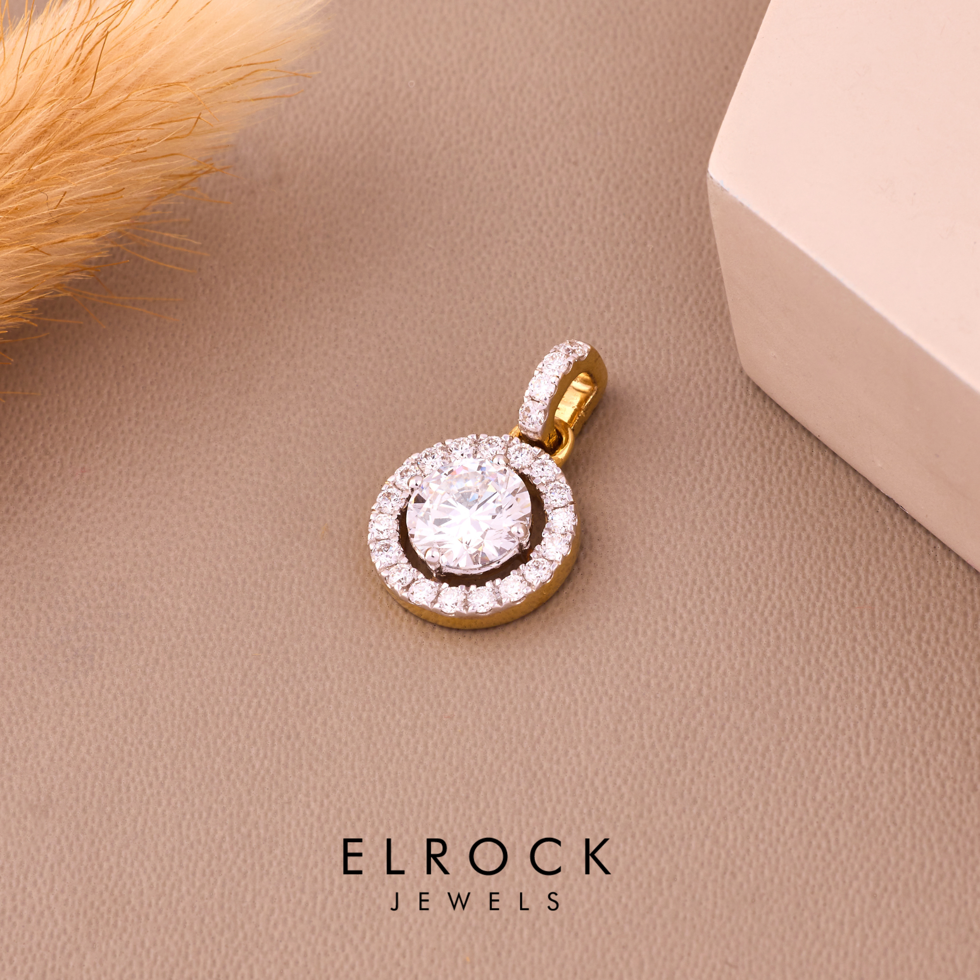 14K Solid Gold Halo Necklace