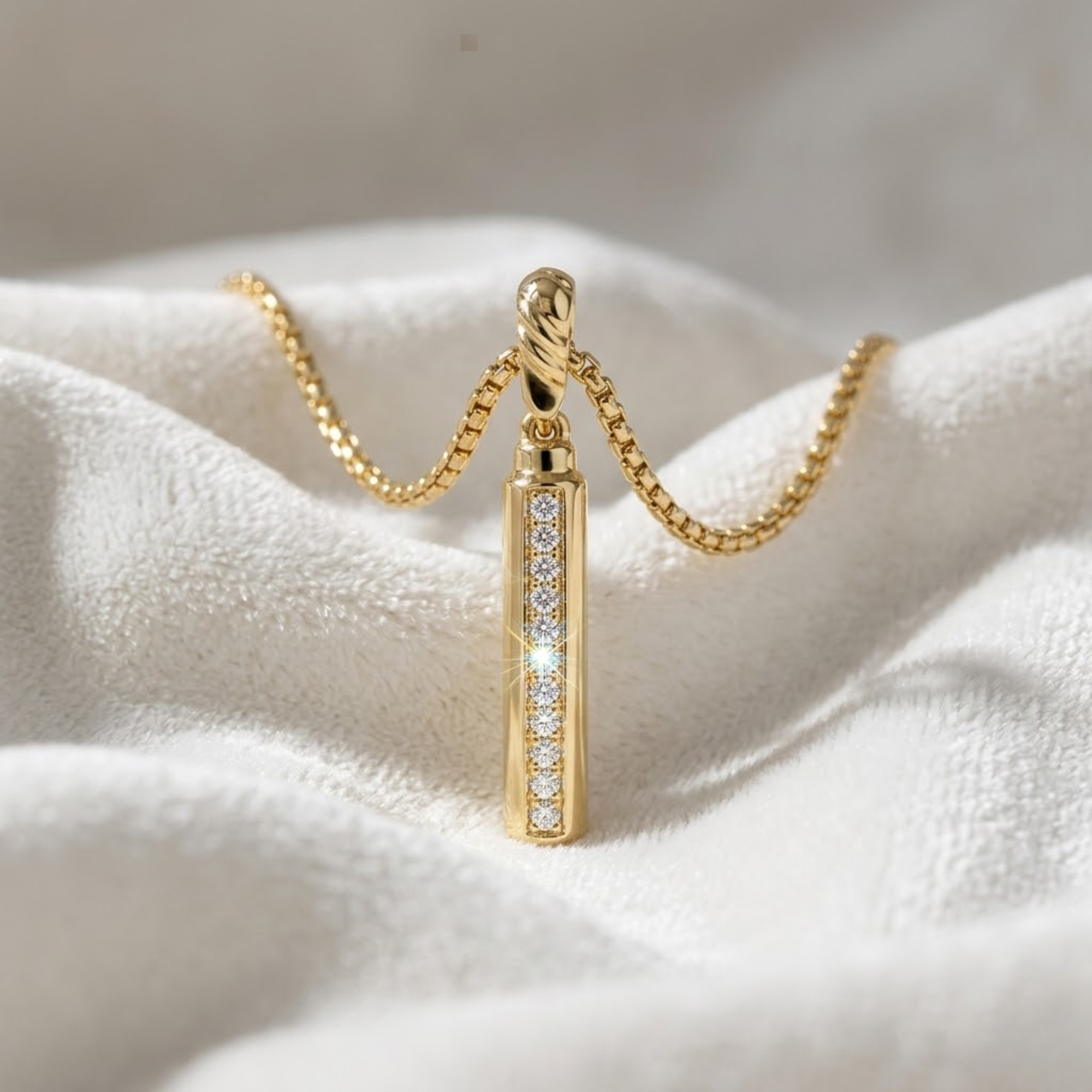 14K Gold Diamond Vertical Bar Necklace Round Lab Diamond Bar Pendant