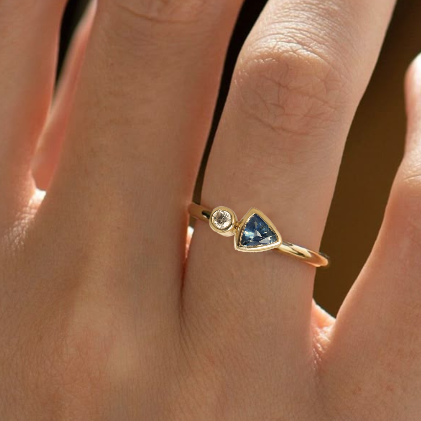 14K Gold Sapphire Engagement Ring | 0.12 CT Minimalist Solid Gold Sapphire Ring