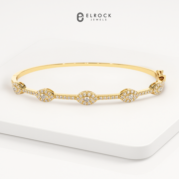 14K Round Diamond Bangle Bracelet 0.99 ctw, Stackable Diamond Bracelet, Last Minute Gift