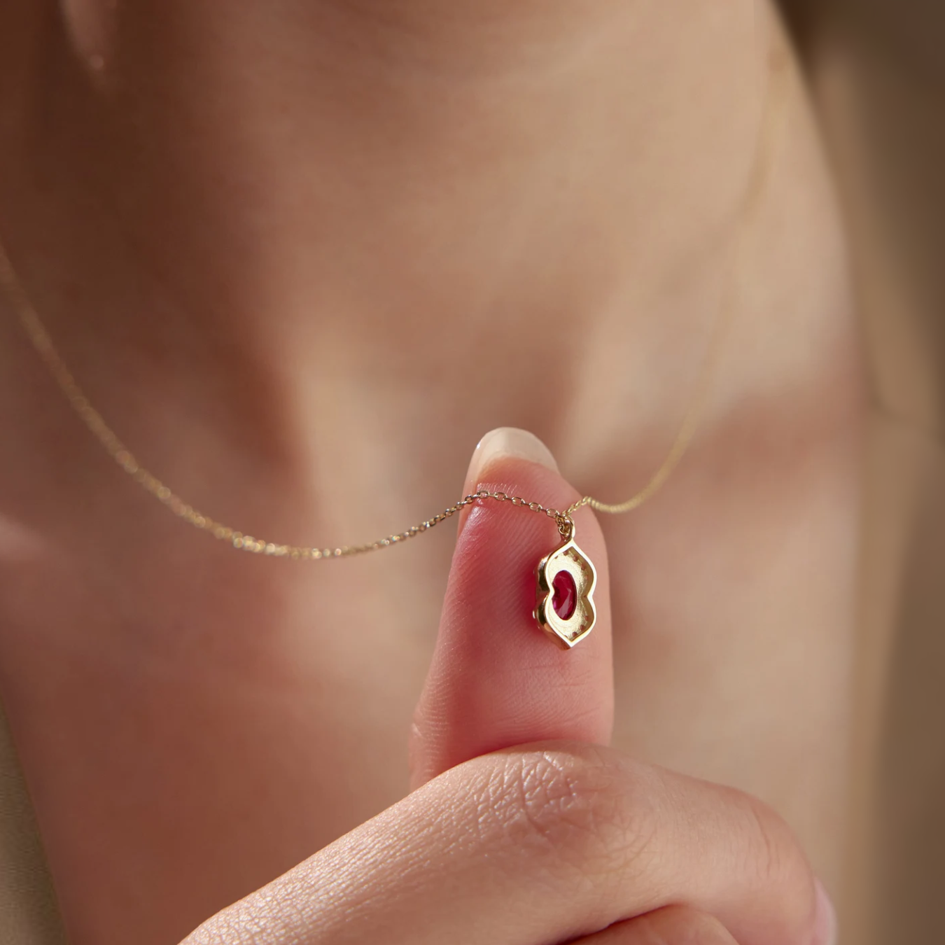 2 CT Prong Set Ruby Pendant, 14K Gold Ruby Pendant