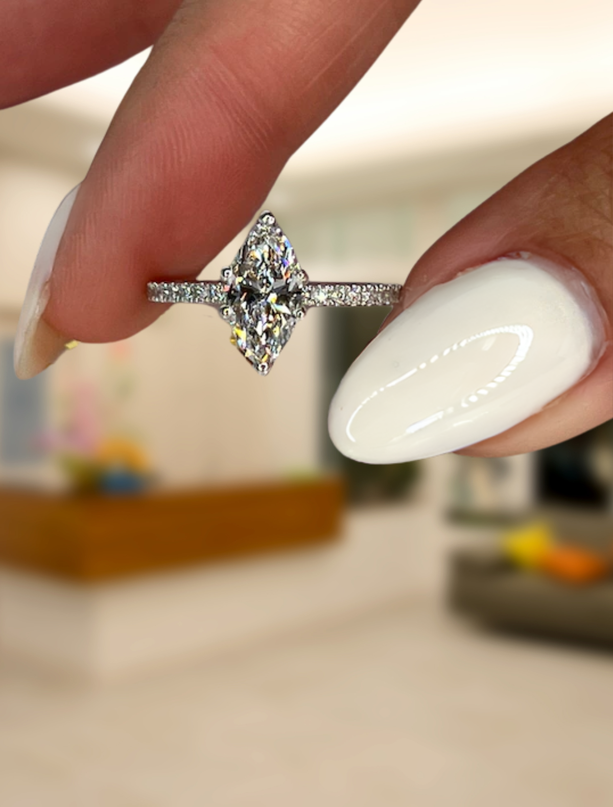 14K Gold 1.25 carat Marquise Cut Lab Grown Diamond