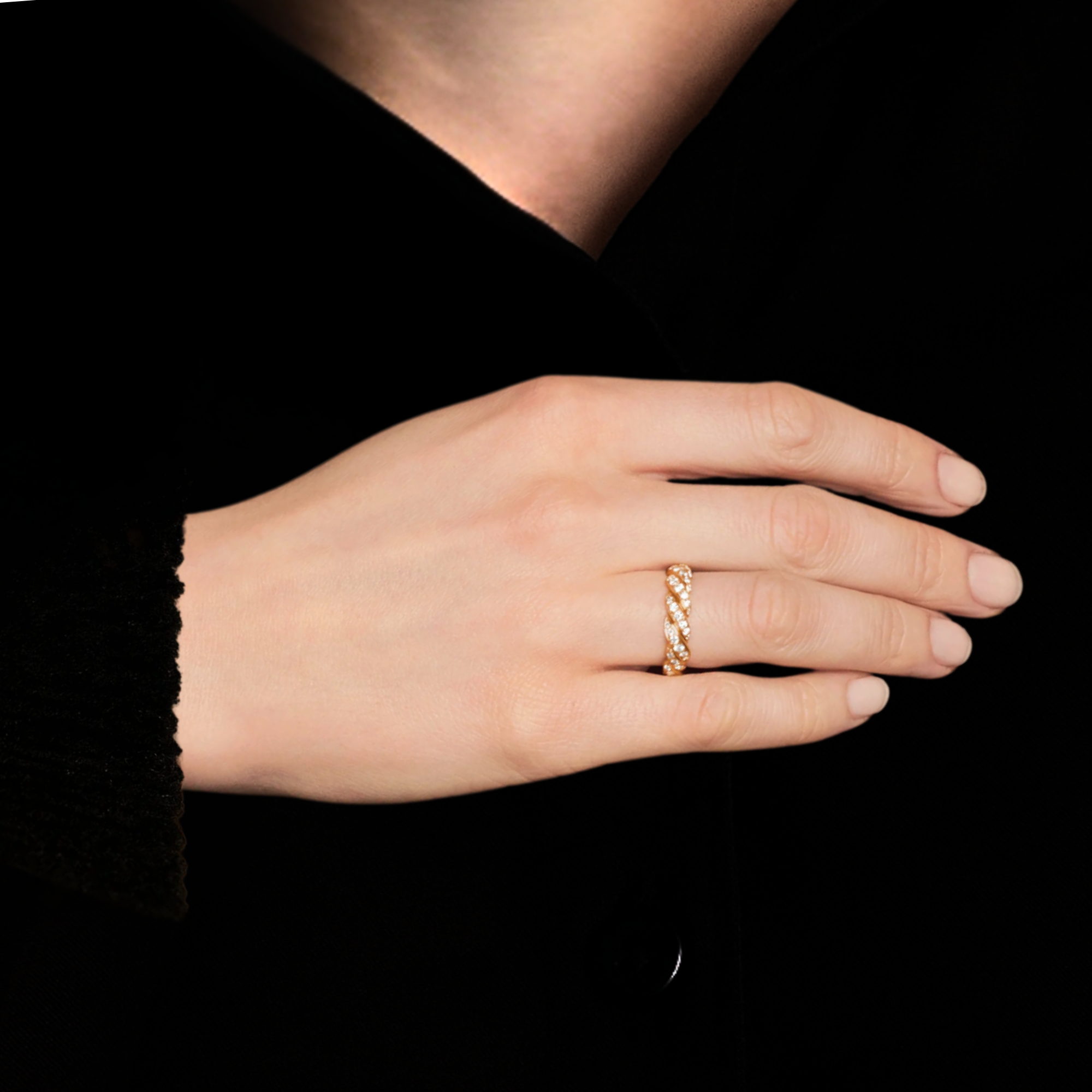 14K Solid Gold Diamond Twisted Eternity Ring
