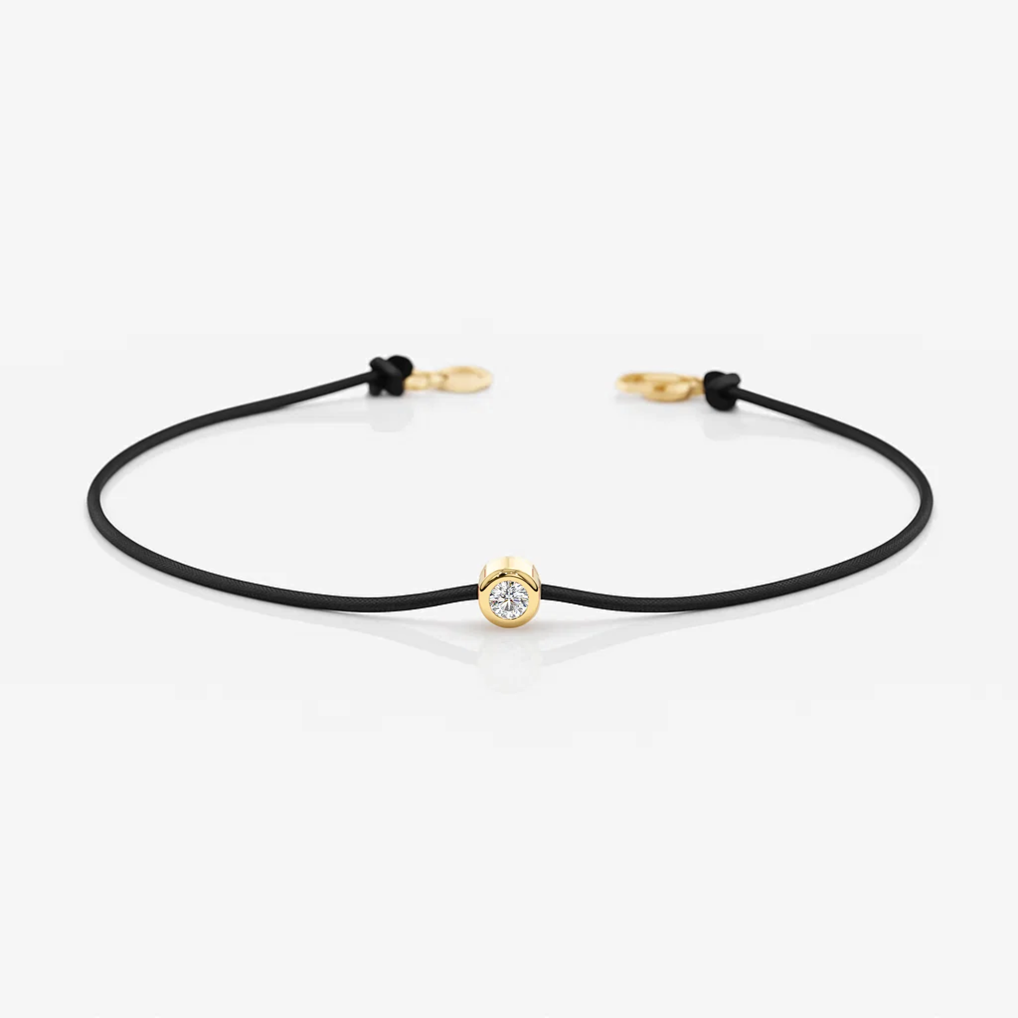 14K Gold Solitaire Bezel Diamond Thread Bracelet
