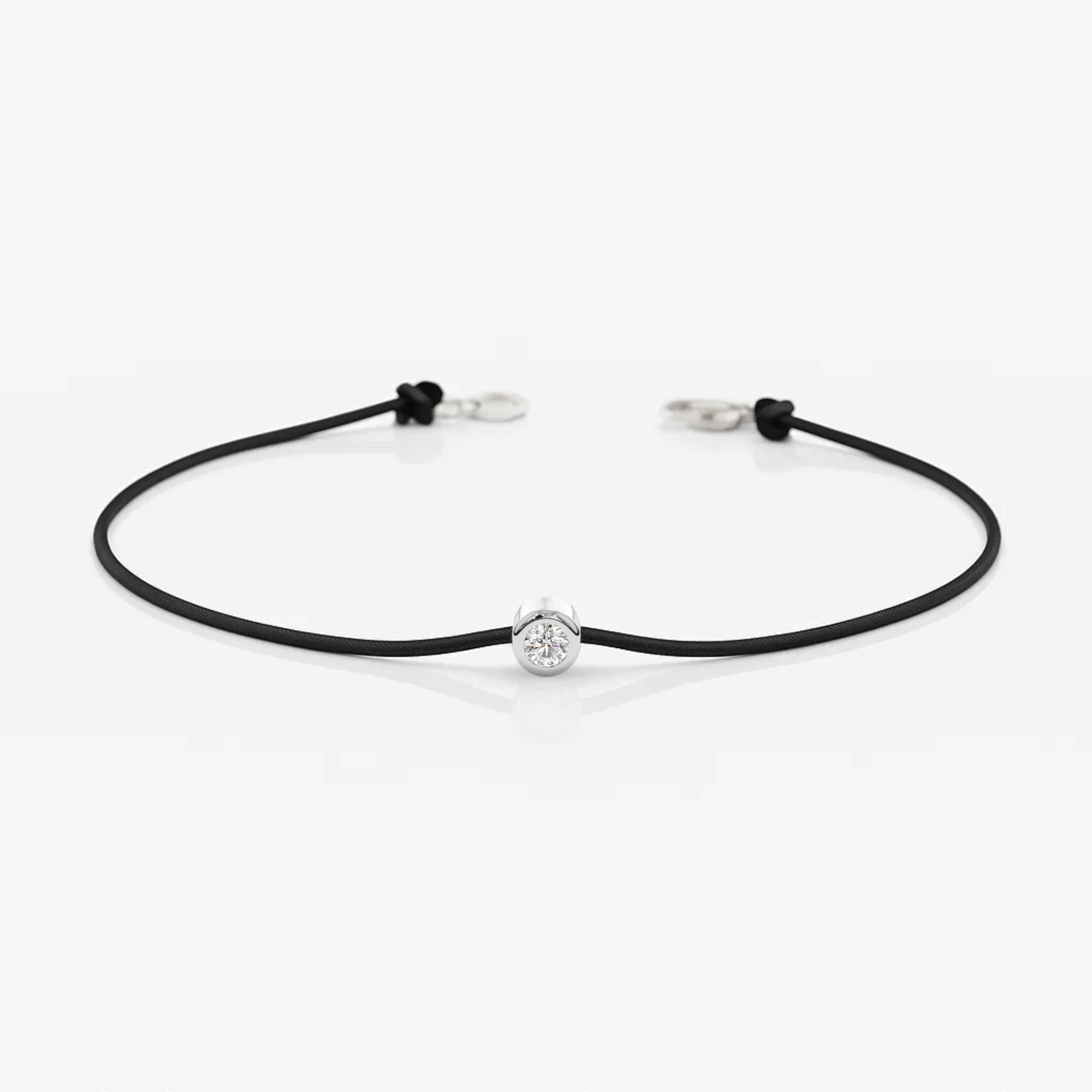 14K Gold Solitaire Bezel Diamond Thread Bracelet