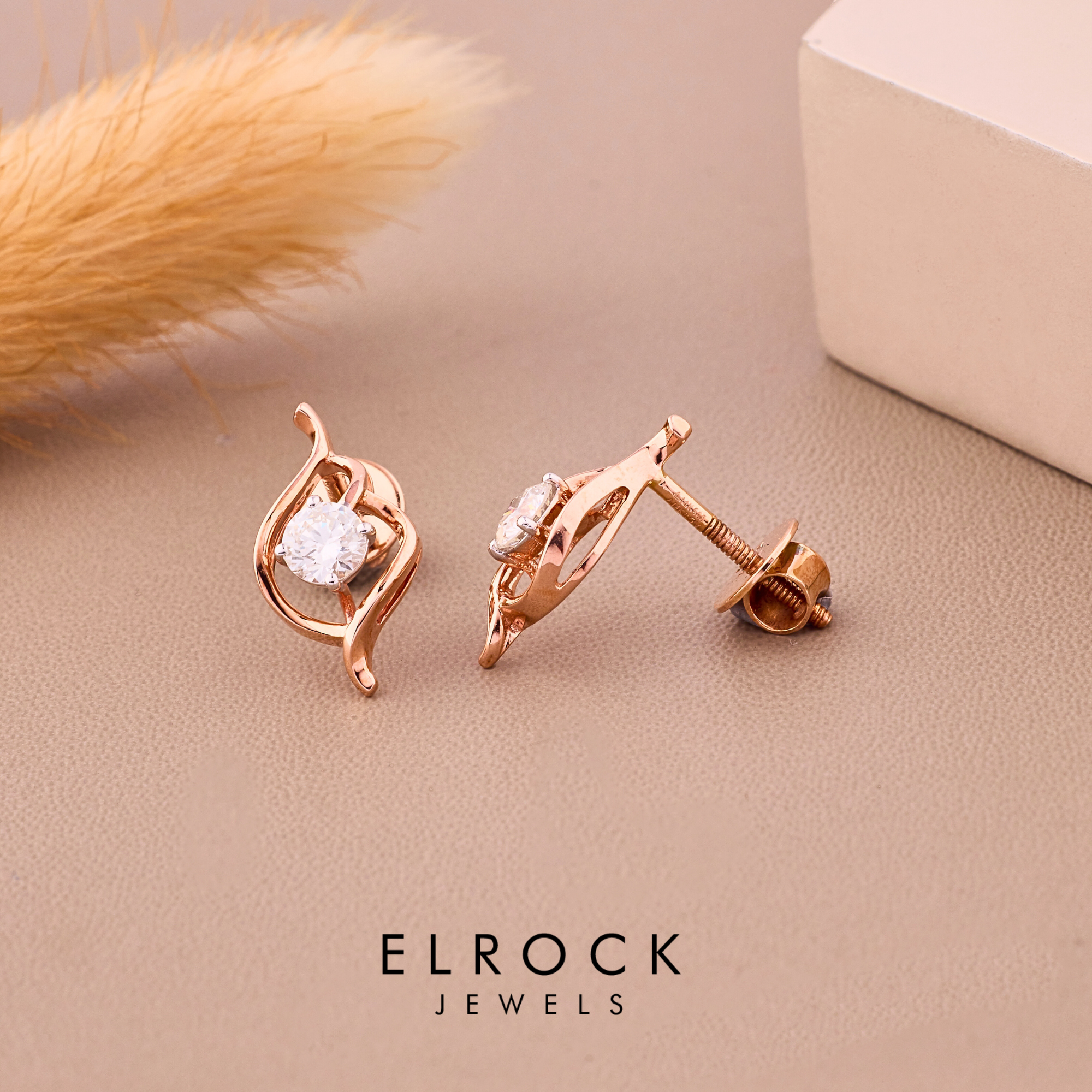 0.49 Ct Lab Grown Round Brilliant Cut Diamond 14K Gold Earrings