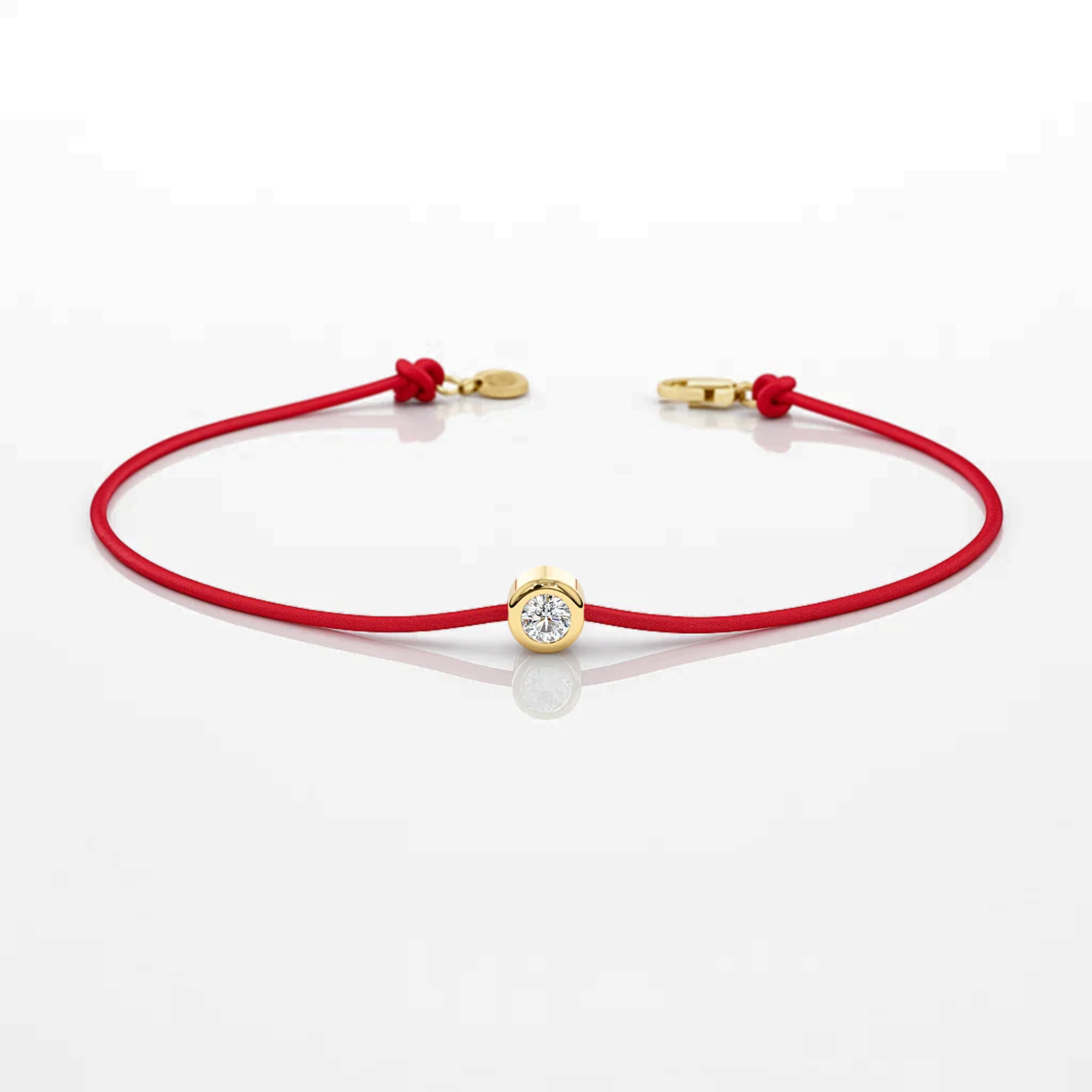 14K Gold Solitaire Bezel Diamond Thread Bracelet