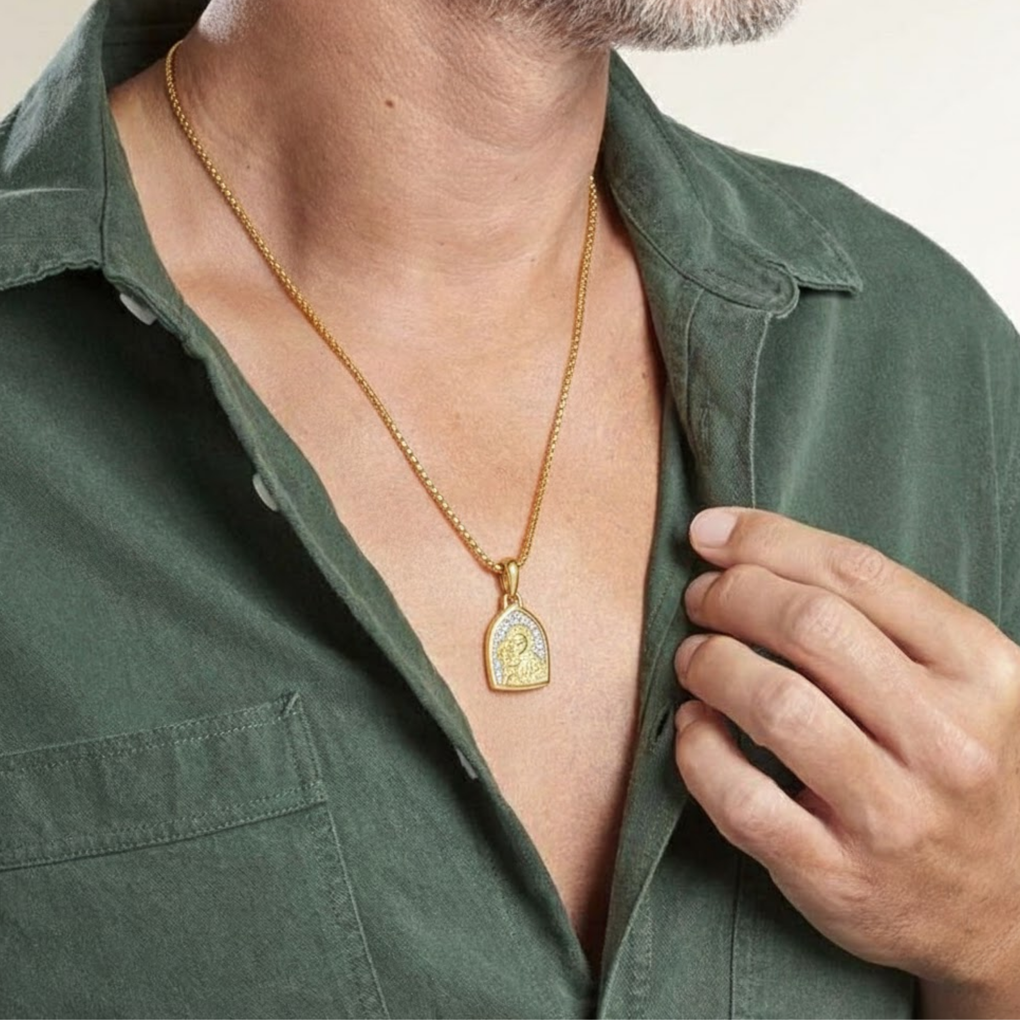 14K Gold Diamond St Anthony Pendant