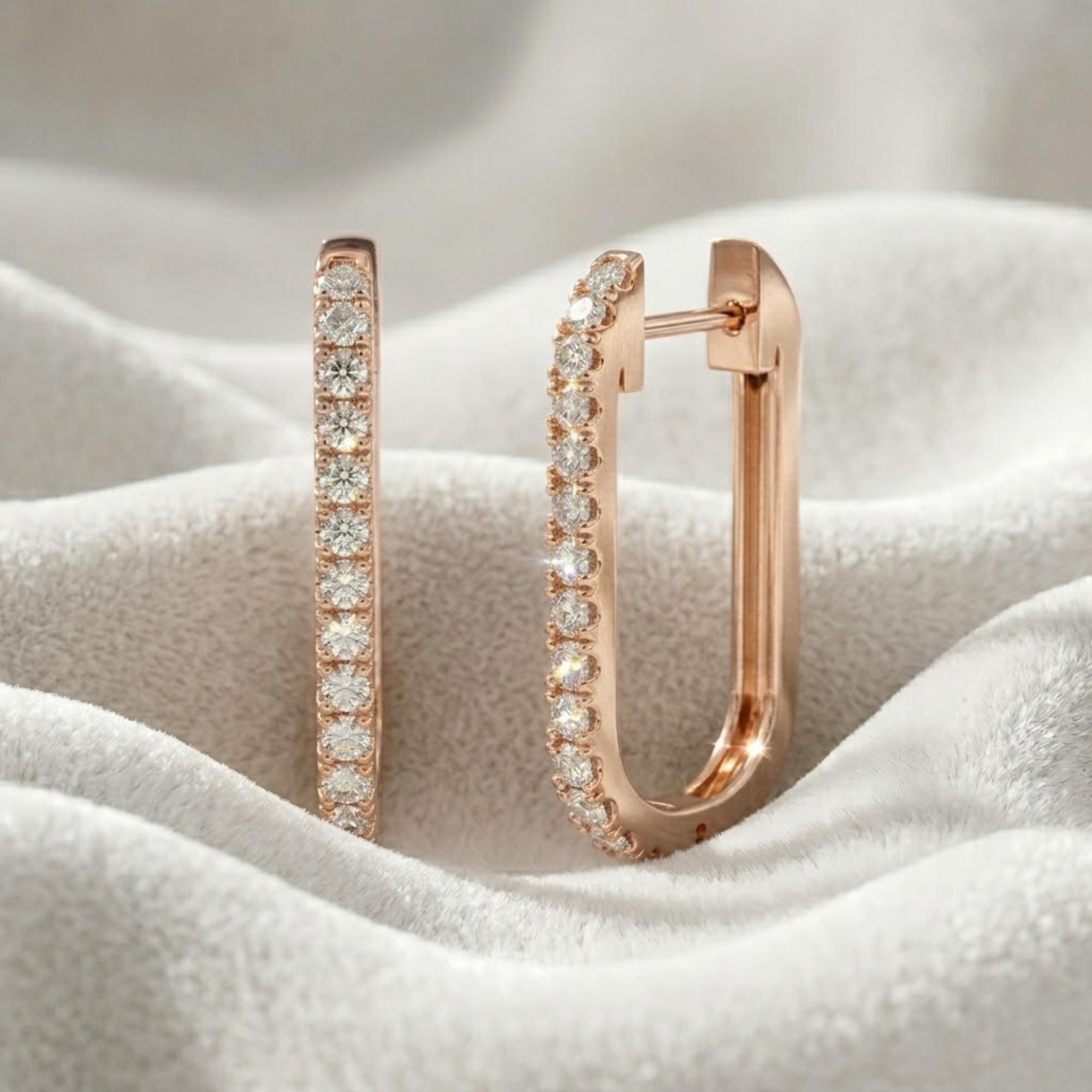 14K Gold Diamond Unique Huggies Solid Gold Hoops Earrings