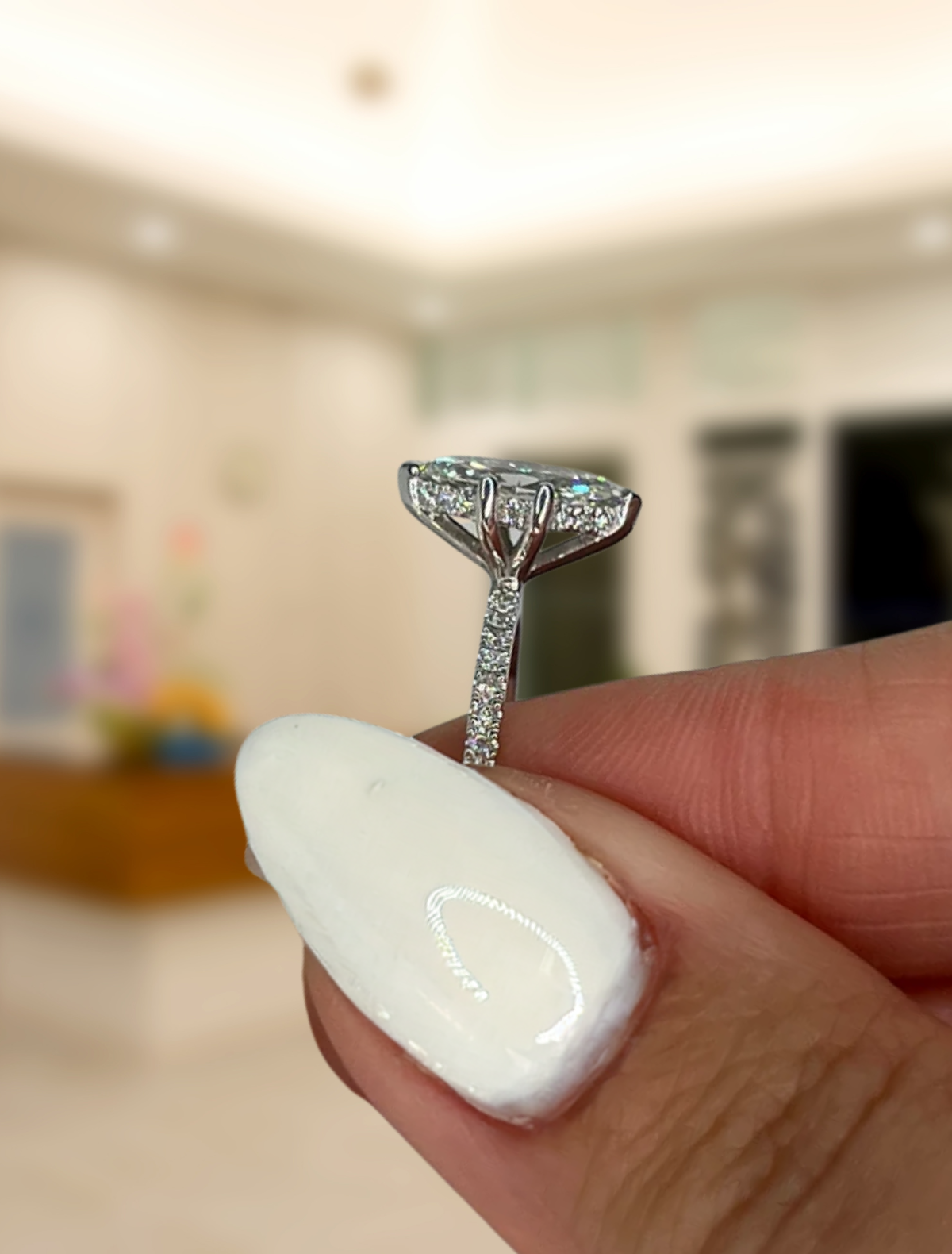 14K Gold 1.25 carat Marquise Cut Lab Grown Diamond
