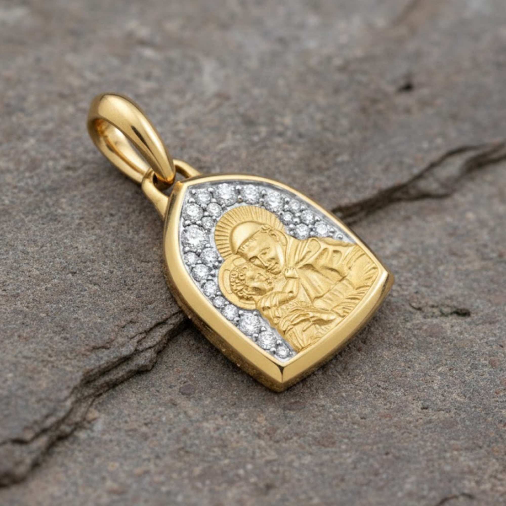 14K Gold Diamond St Anthony Pendant