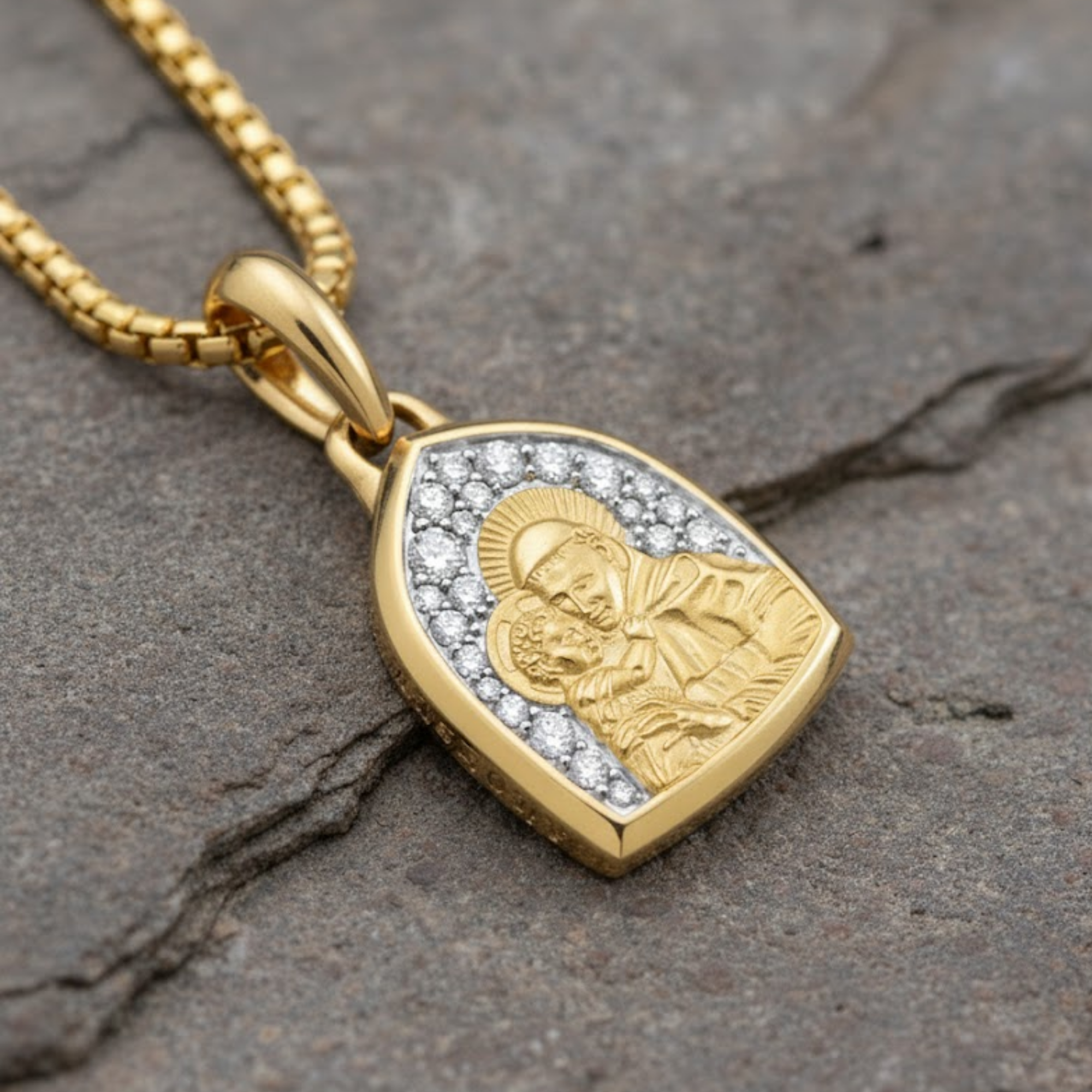 14K Gold Diamond St Anthony Pendant