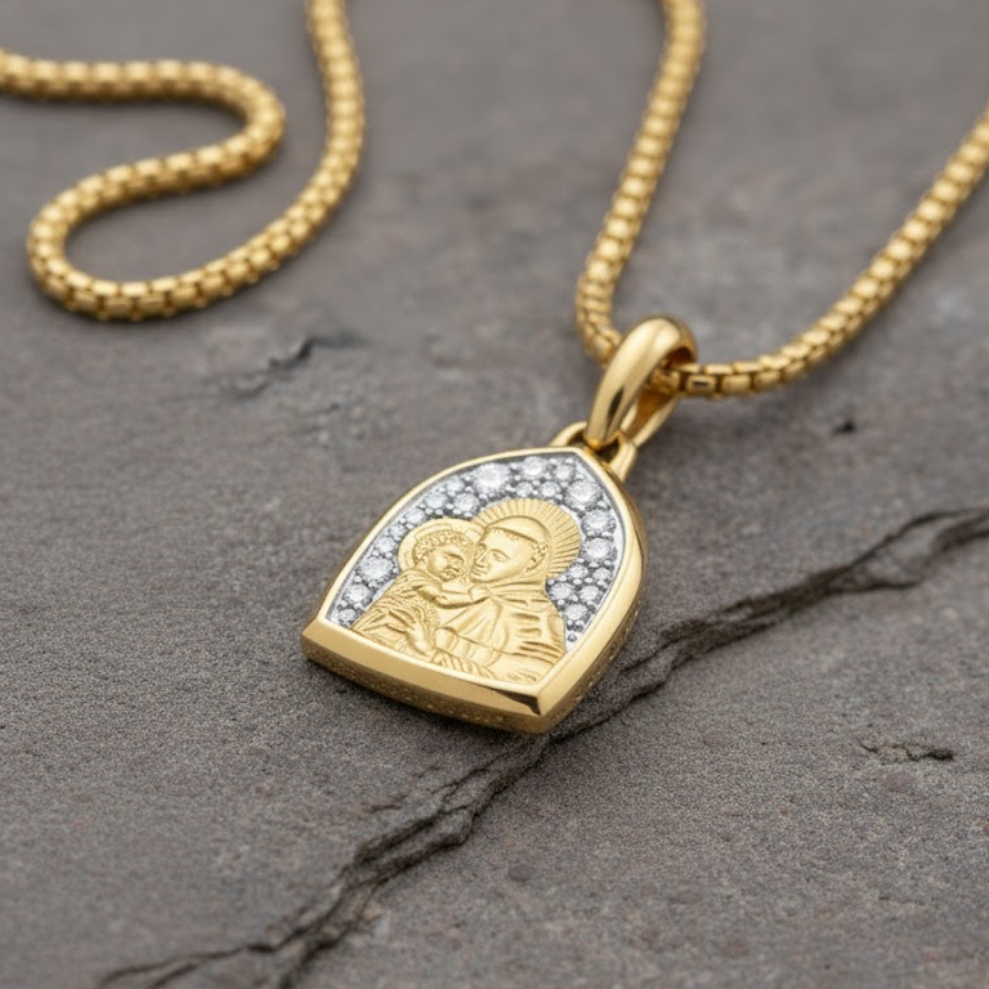 14K Gold Diamond St Anthony Pendant