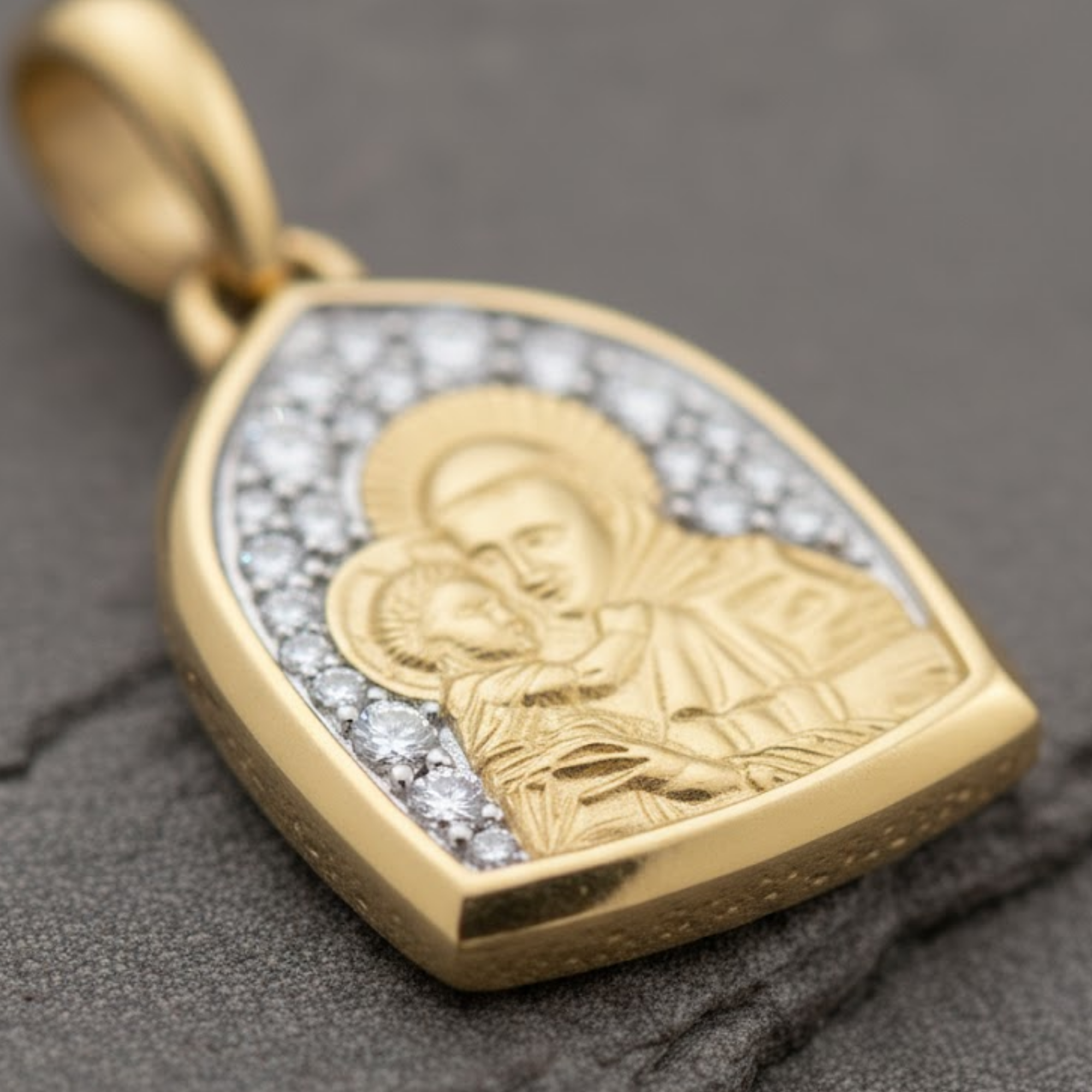 14K Gold Diamond St Anthony Pendant