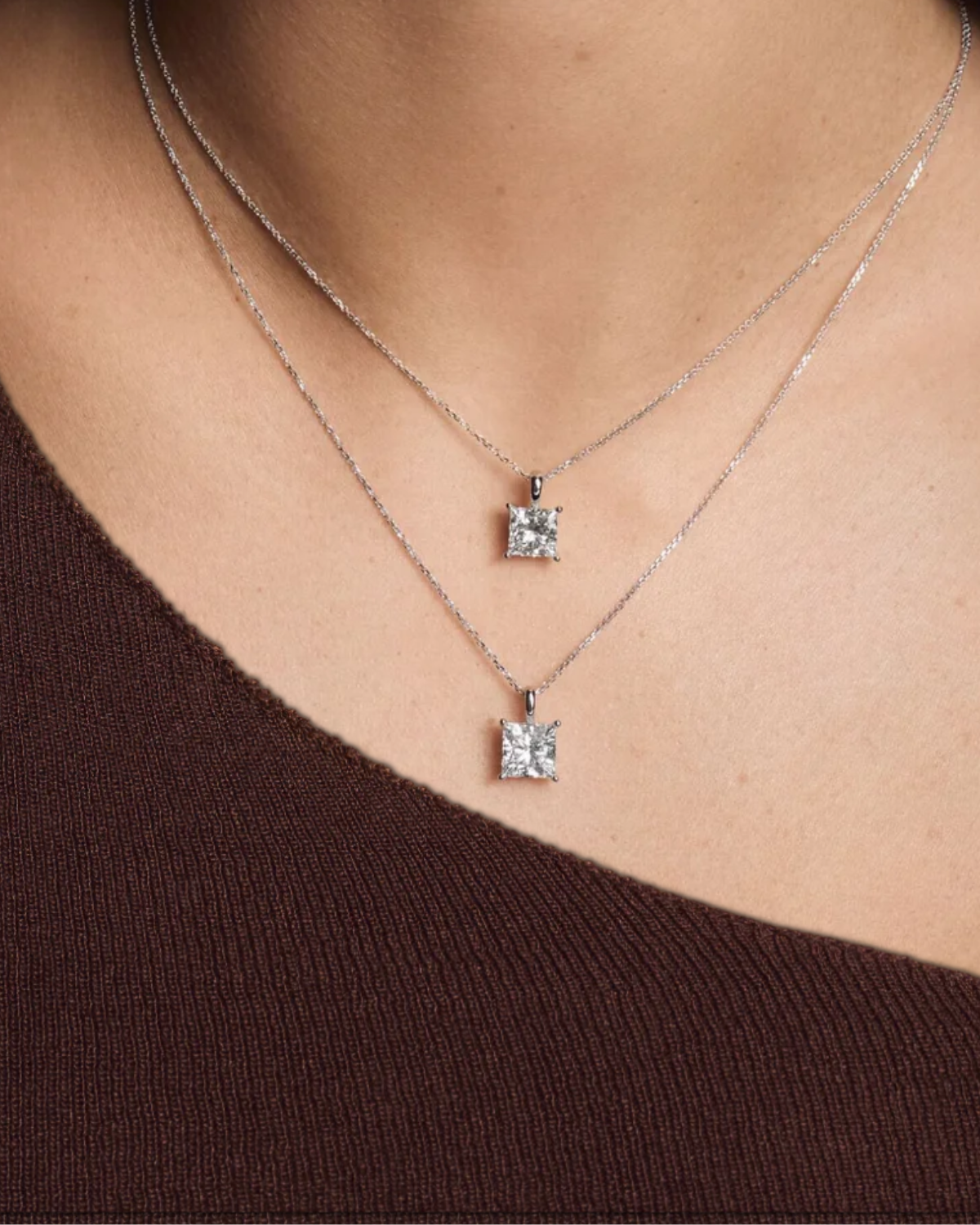 14K Gold 3 Carat Princess Cut Diamond Pendant