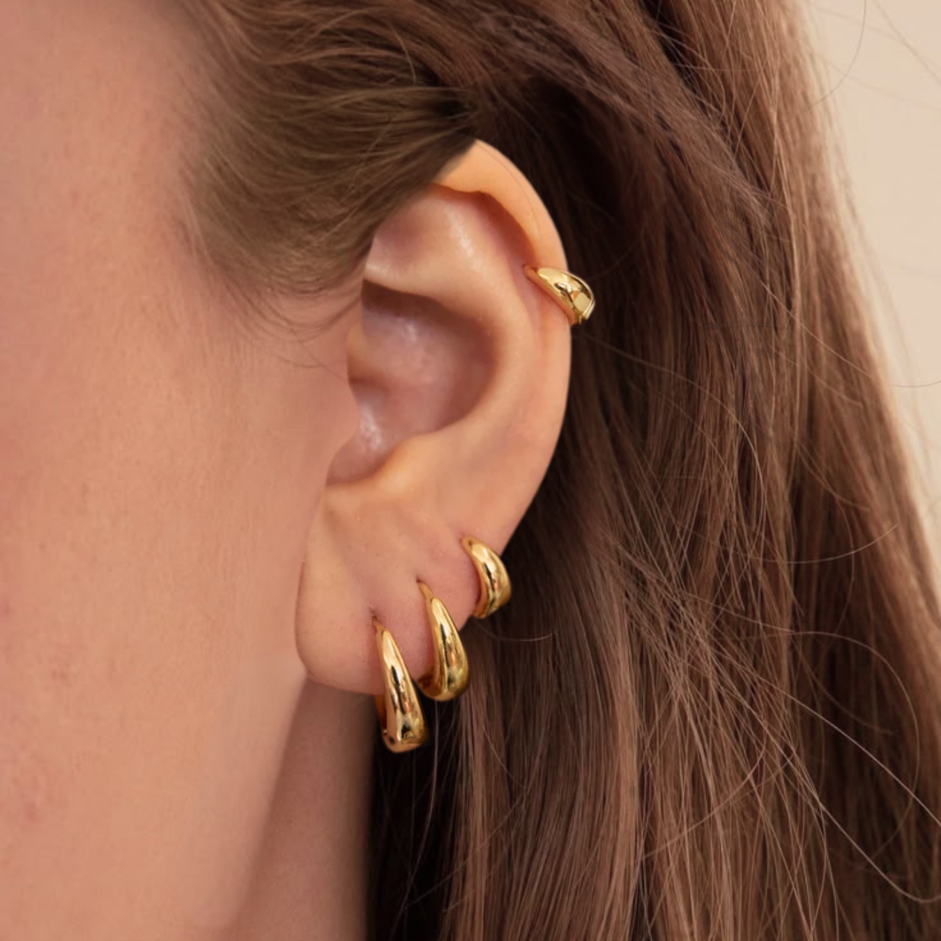 Teardrop Hoop Earrings, Tapered Hoops