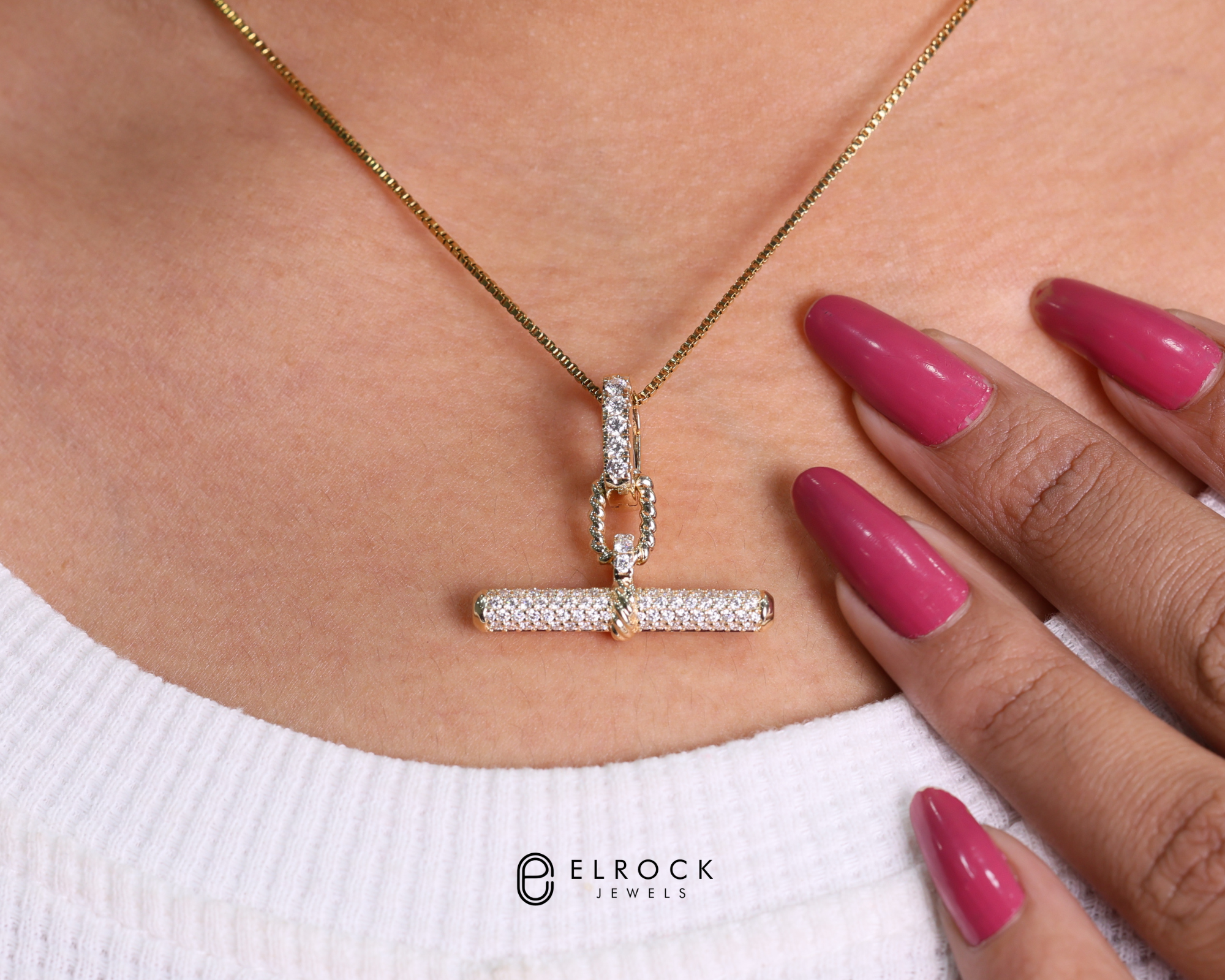 14K Gold Dainty Diamond Pave Pendant