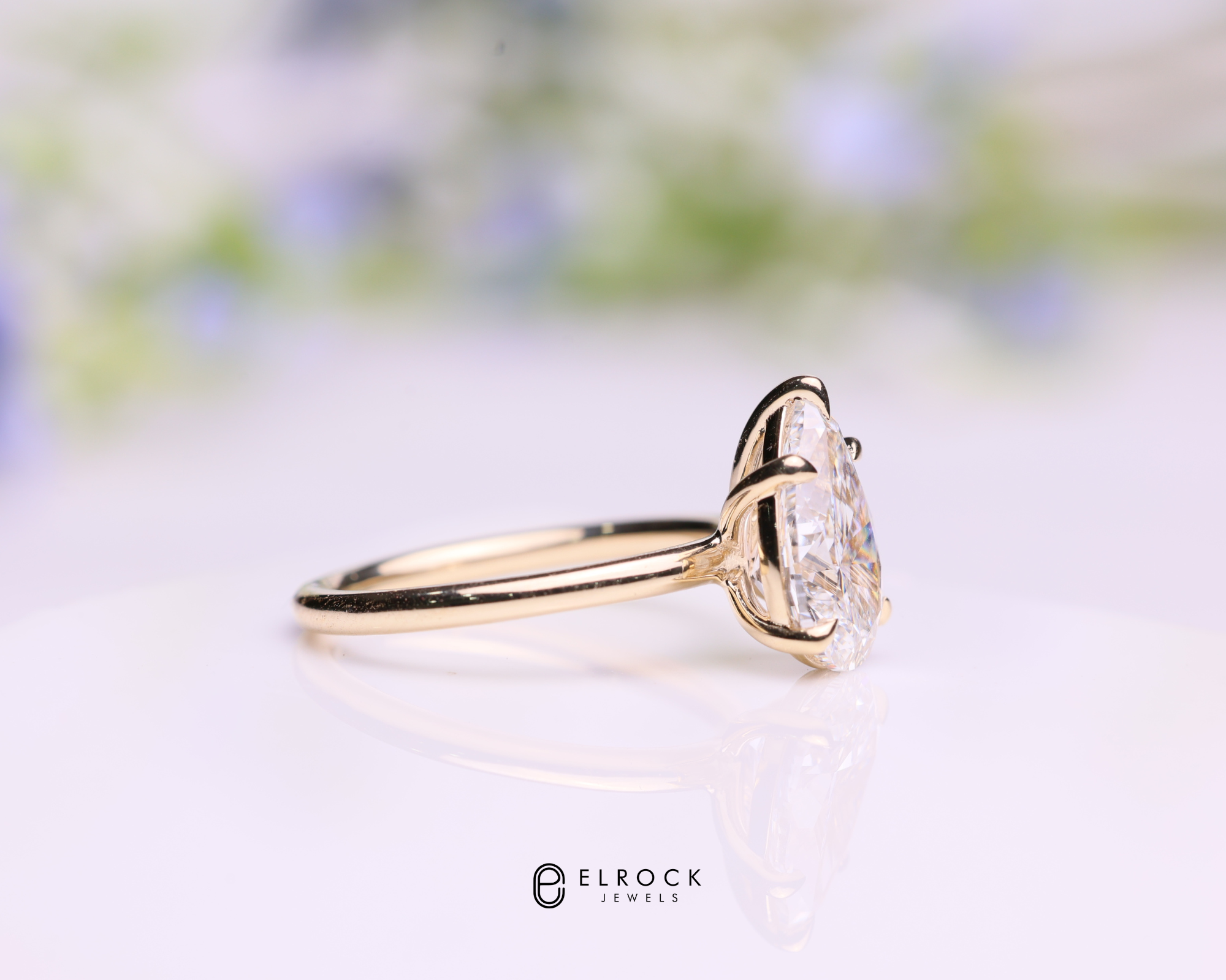 14K Gold 2 Carat Pear Cut Lab Grown Diamond Engagement Ring