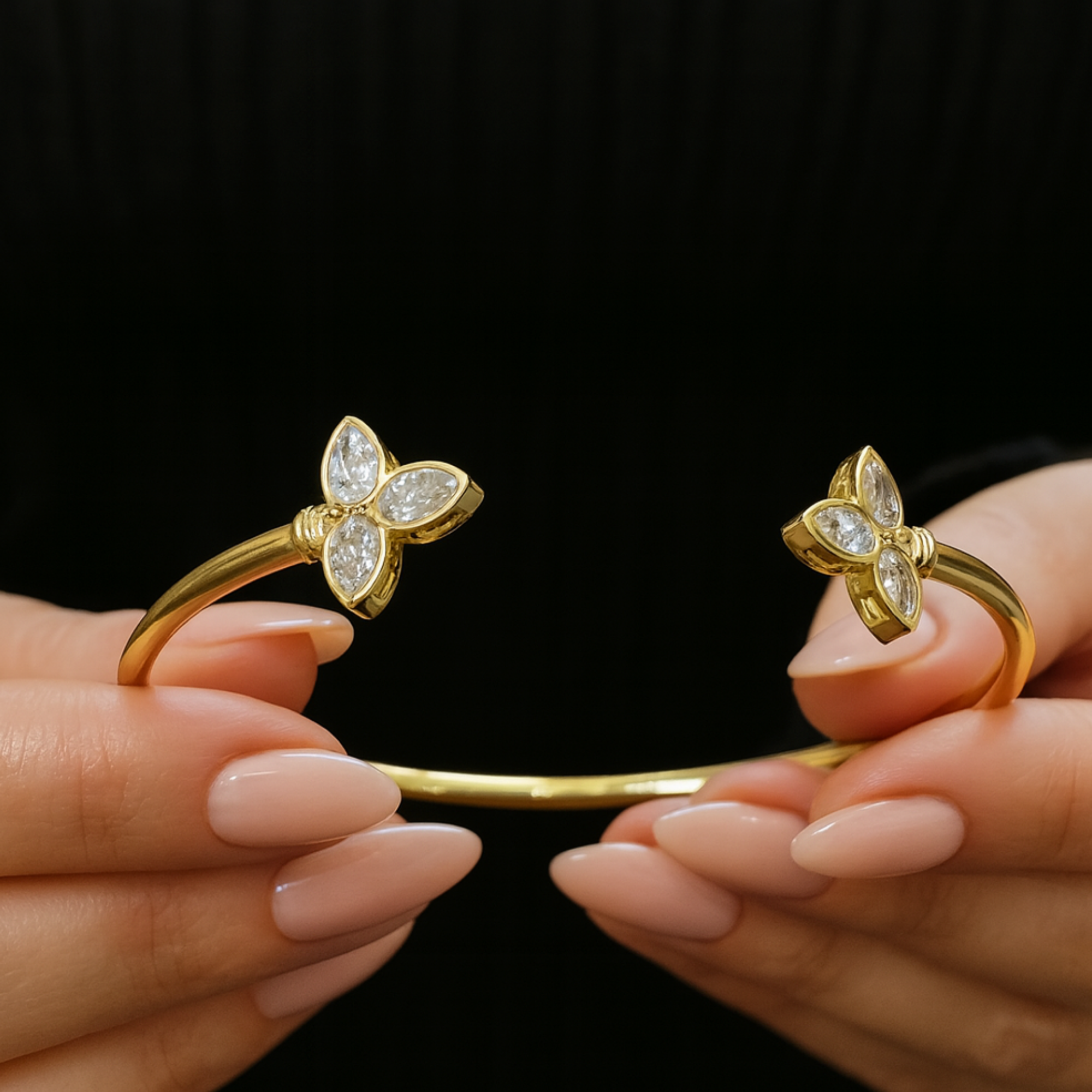 14K Yellow Gold Cuff Style Bangle Bracelet