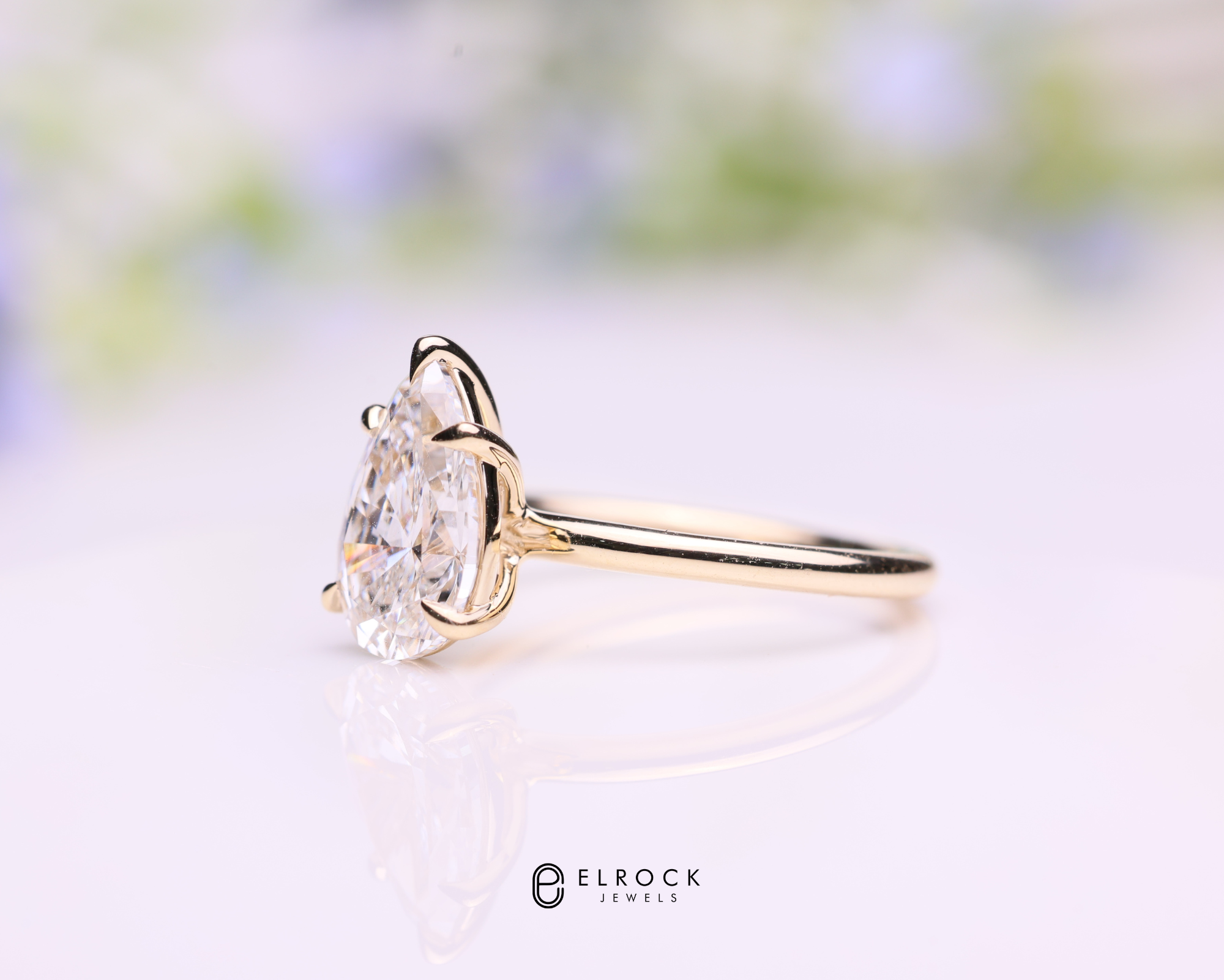 14K Gold 2 Carat Pear Cut Lab Grown Diamond Engagement Ring