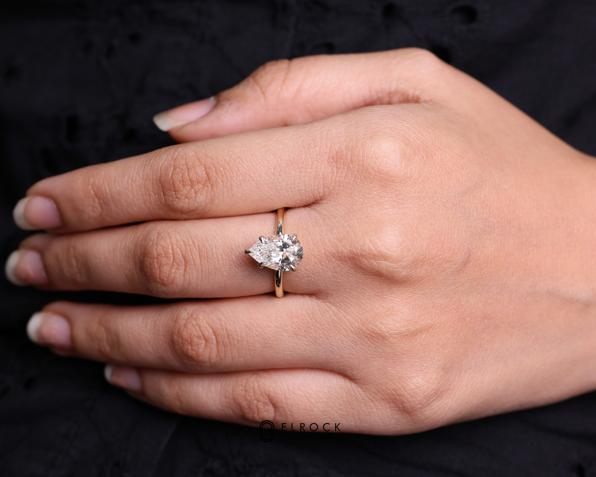 14K Gold 2 Carat Pear Cut Lab Grown Diamond Engagement Ring