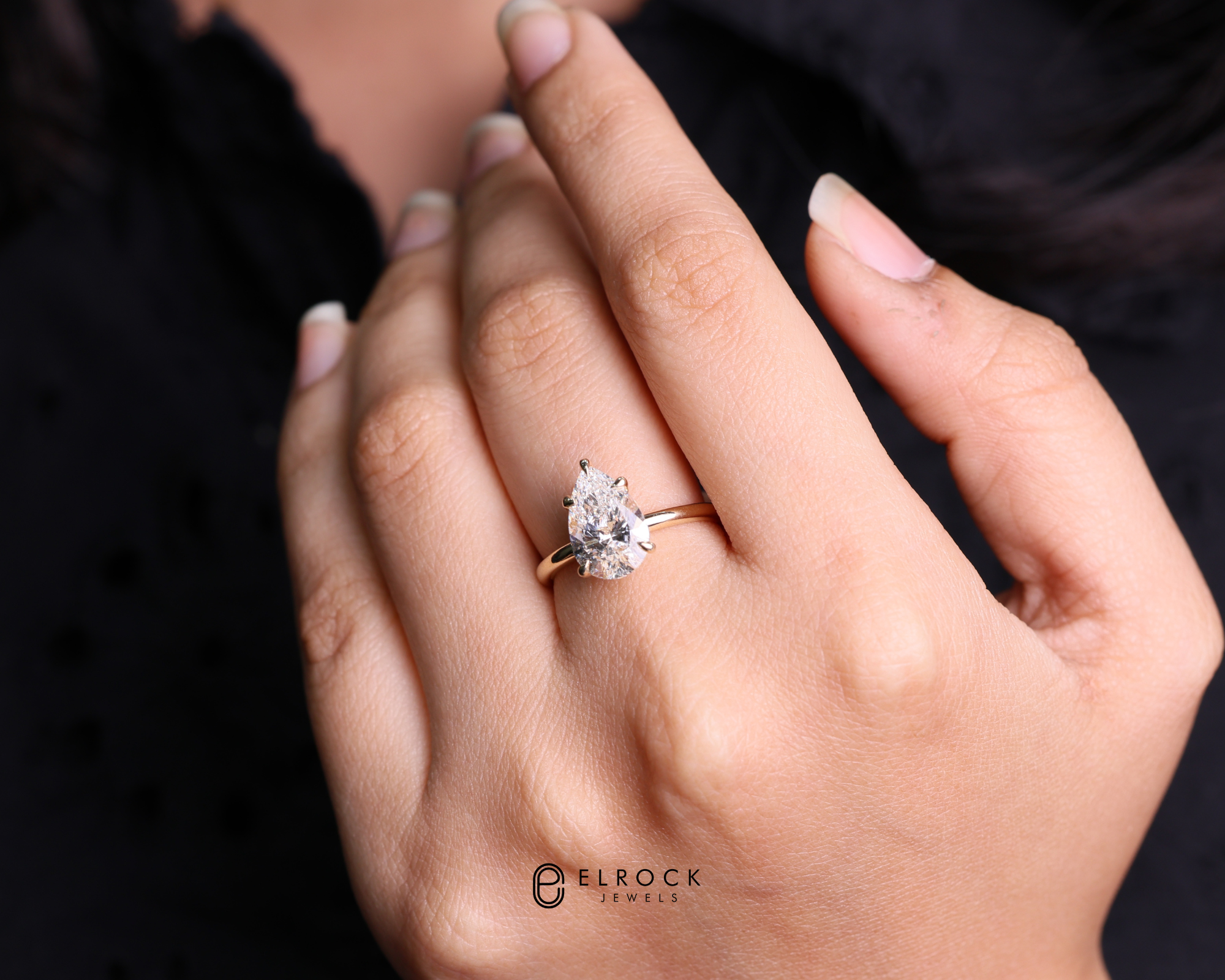 14K Gold 2 Carat Pear Cut Lab Grown Diamond Engagement Ring