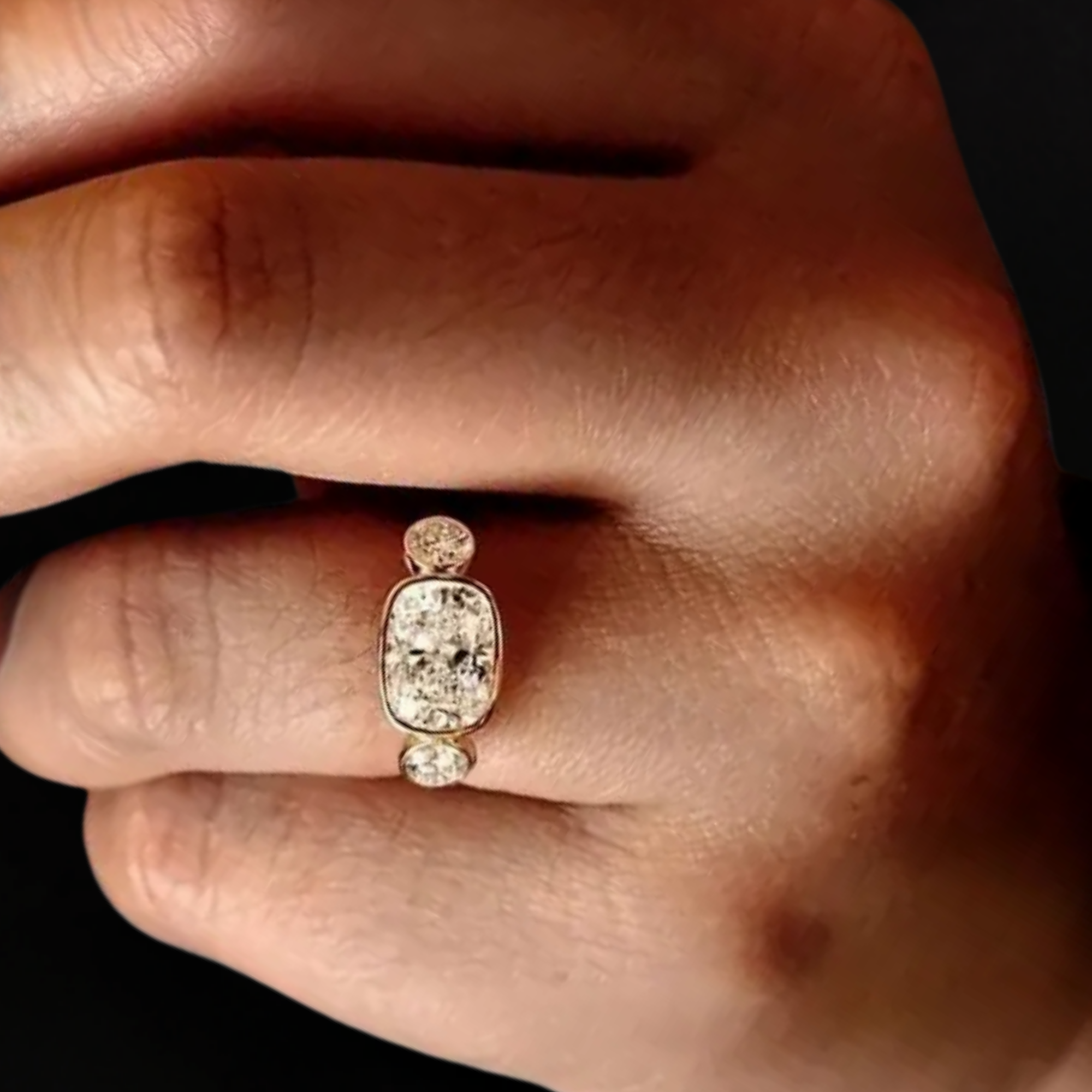 14K Gold 2 CT Elongated Cushion Engagement Ring