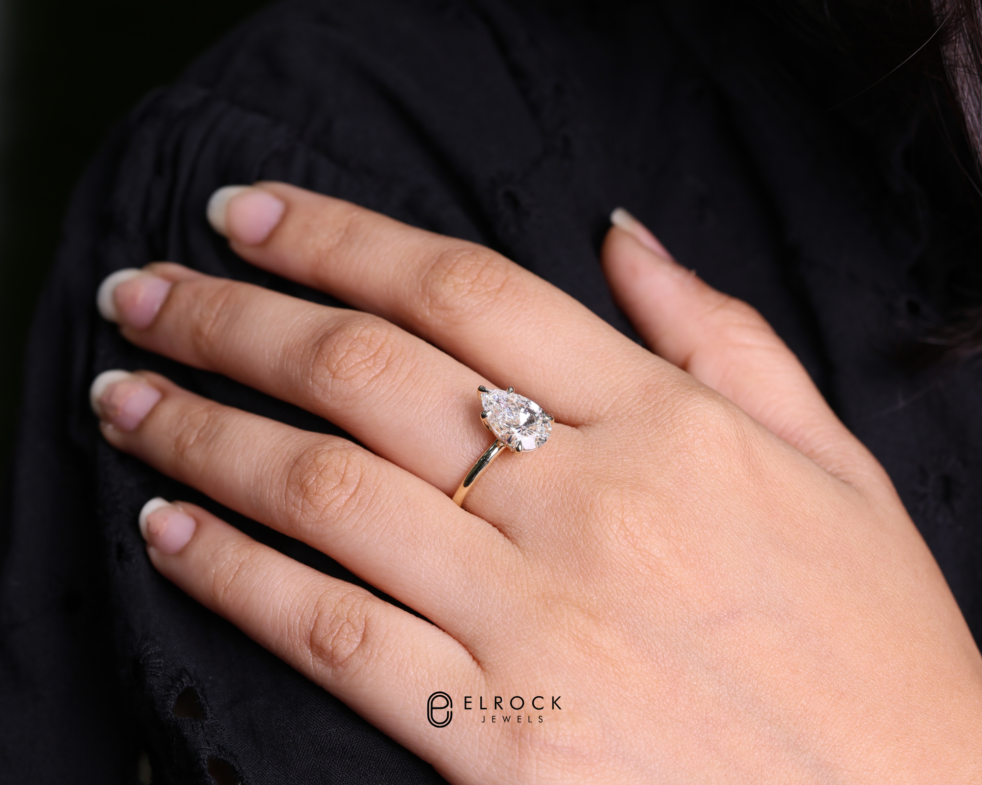 14K Gold 2 Carat Pear Cut Lab Grown Diamond Engagement Ring