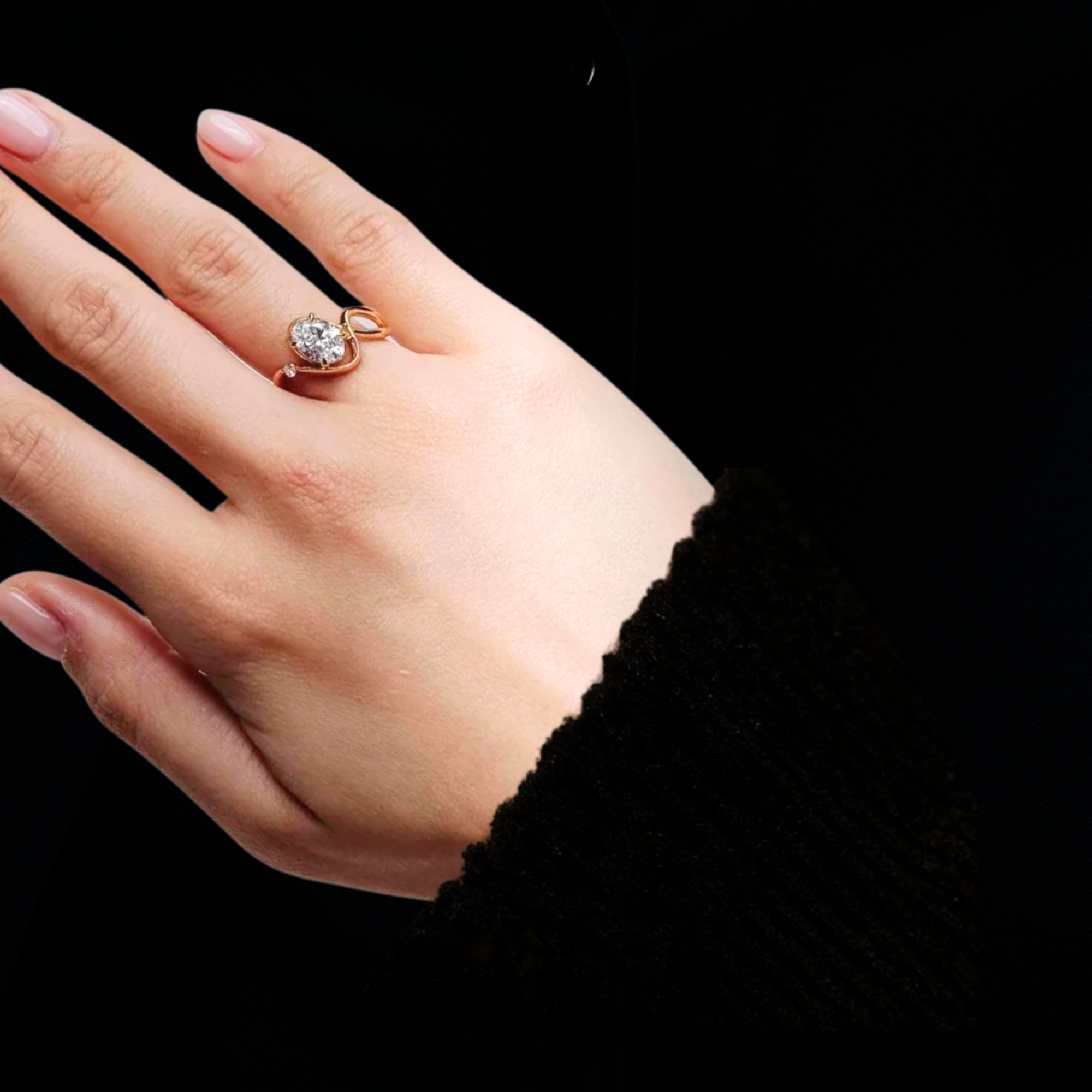 14K Solid Gold 2.0 CT Oval Cut Engagement Ring
