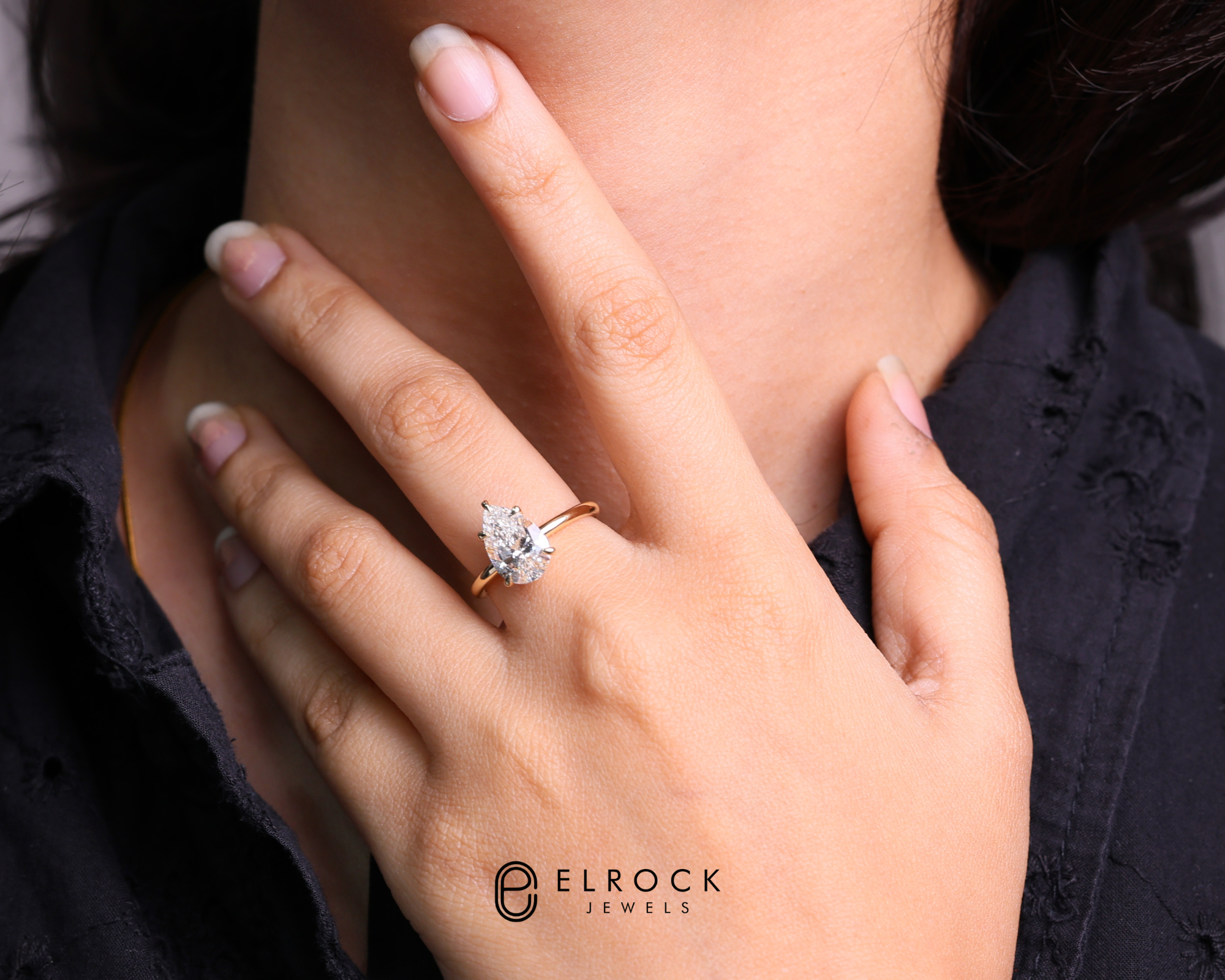 14K Gold 2 Carat Pear Cut Lab Grown Diamond Engagement Ring
